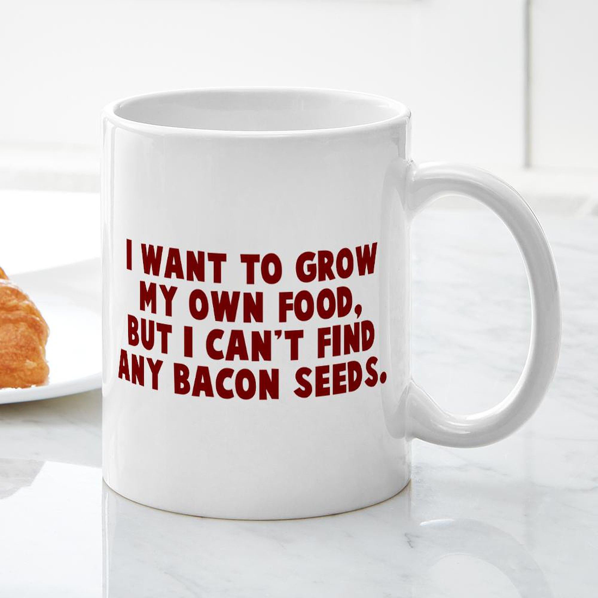 Premium 11 oz (325 ml) Ceramic Coffee Mug - Funny Bacon Seeds Design - Perfect for Coffee, Tea & Hot Drinks at Home, Office or Gifts