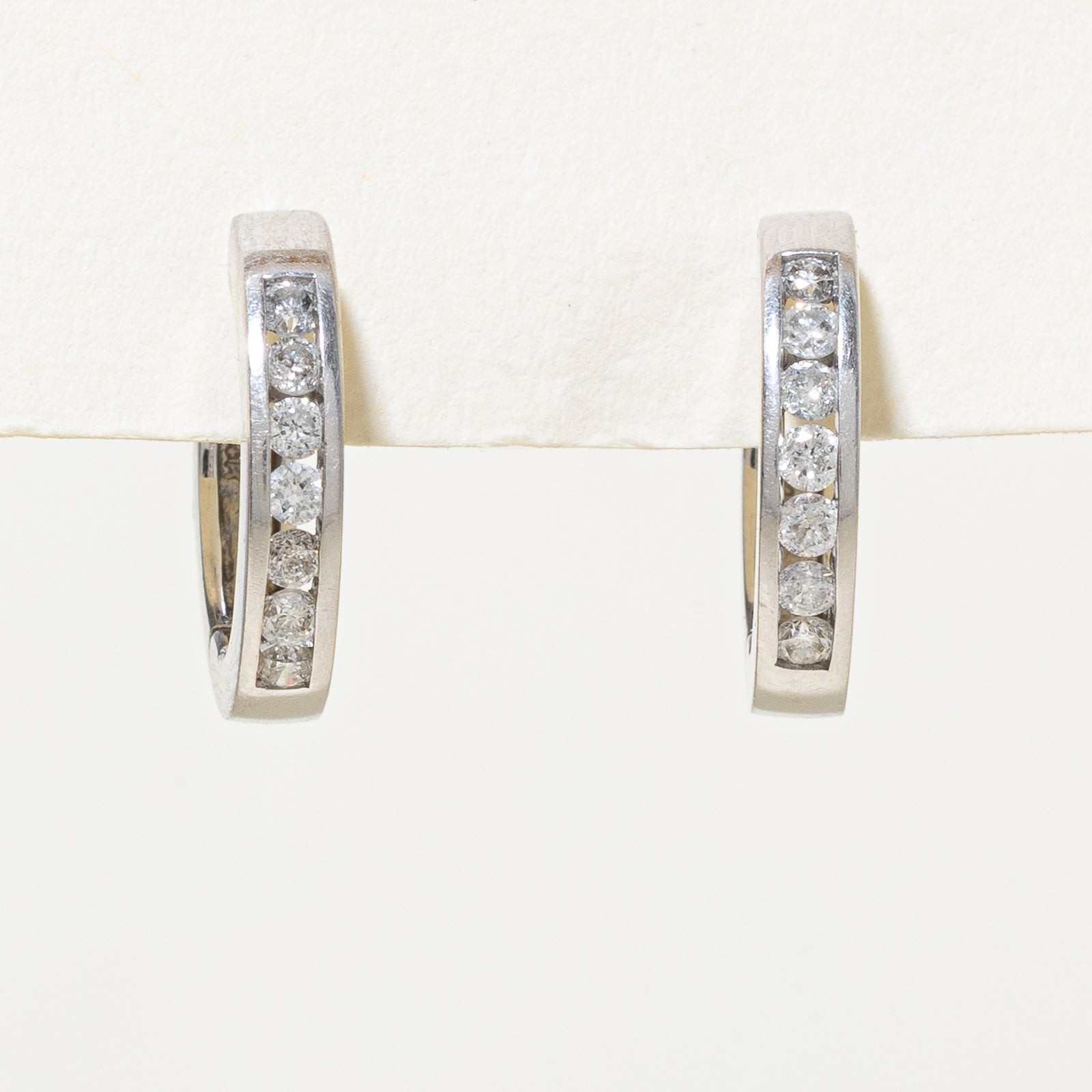 14K Gold Channel Set Diamond Hoop Earrings - 0.28ctw Total Weight | Elegant Everyday Jewelry for Women, Perfect for Work, Parties & Special Occasions
