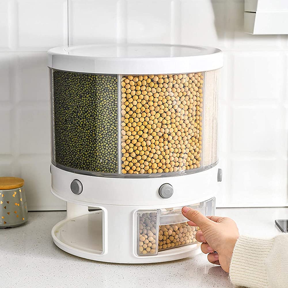 Airtight Rice Storage Container with Automatic Dispenser - 5lb/10lb/20lb Grain Bin for Kitchen, Pantry & Bulk Food Storage | Perfect for Rice, Flour, Sugar & Dry Goods Organization