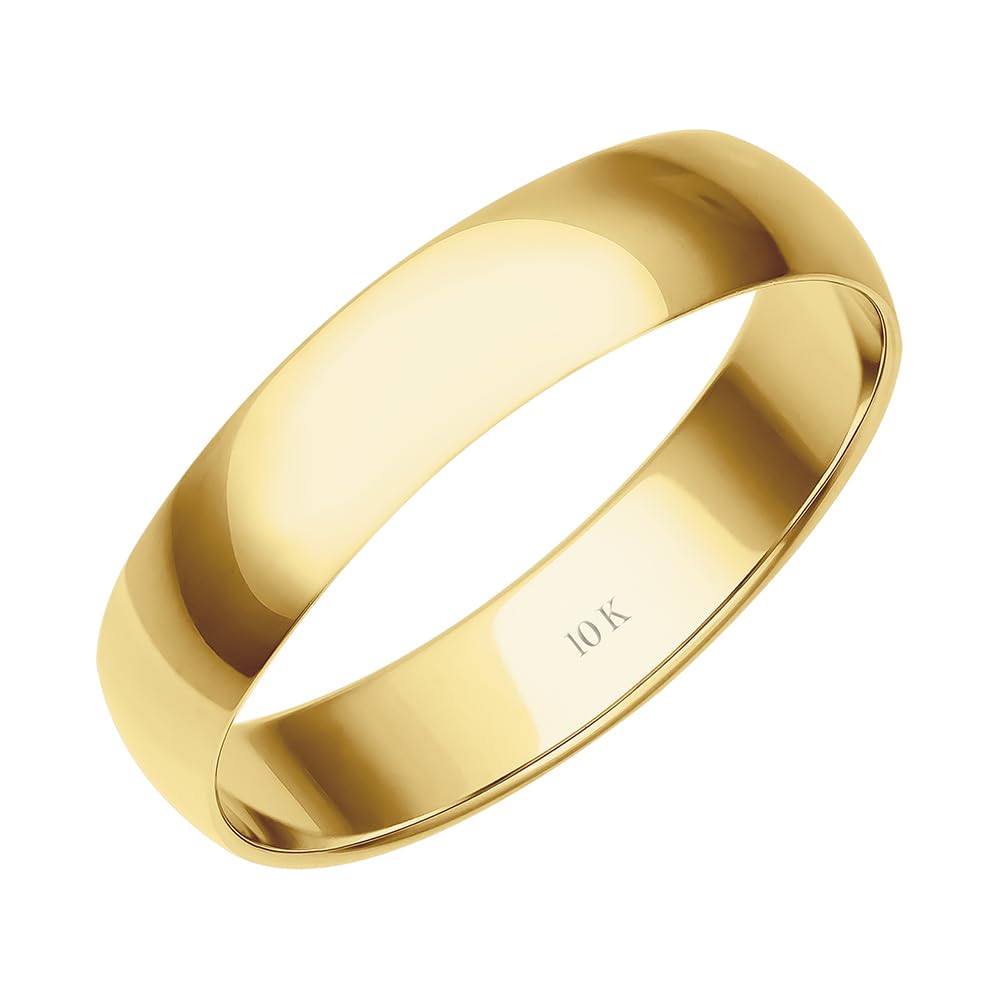 4MM Solid Gold Men's Wedding Band - 10K & 14K Yellow/White/Rose Gold Wedding Ring for Men | Lightweight, Comfort Fit, Well-Polished | Perfect for Proposals, Anniversaries & Everyday Wear