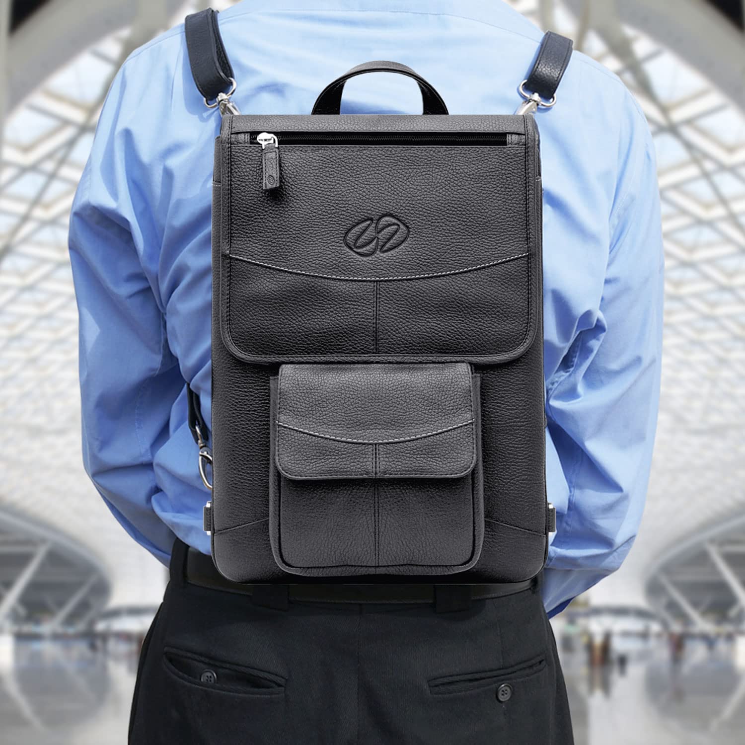 Premium Leather Crossbody Bag & Backpack for 16