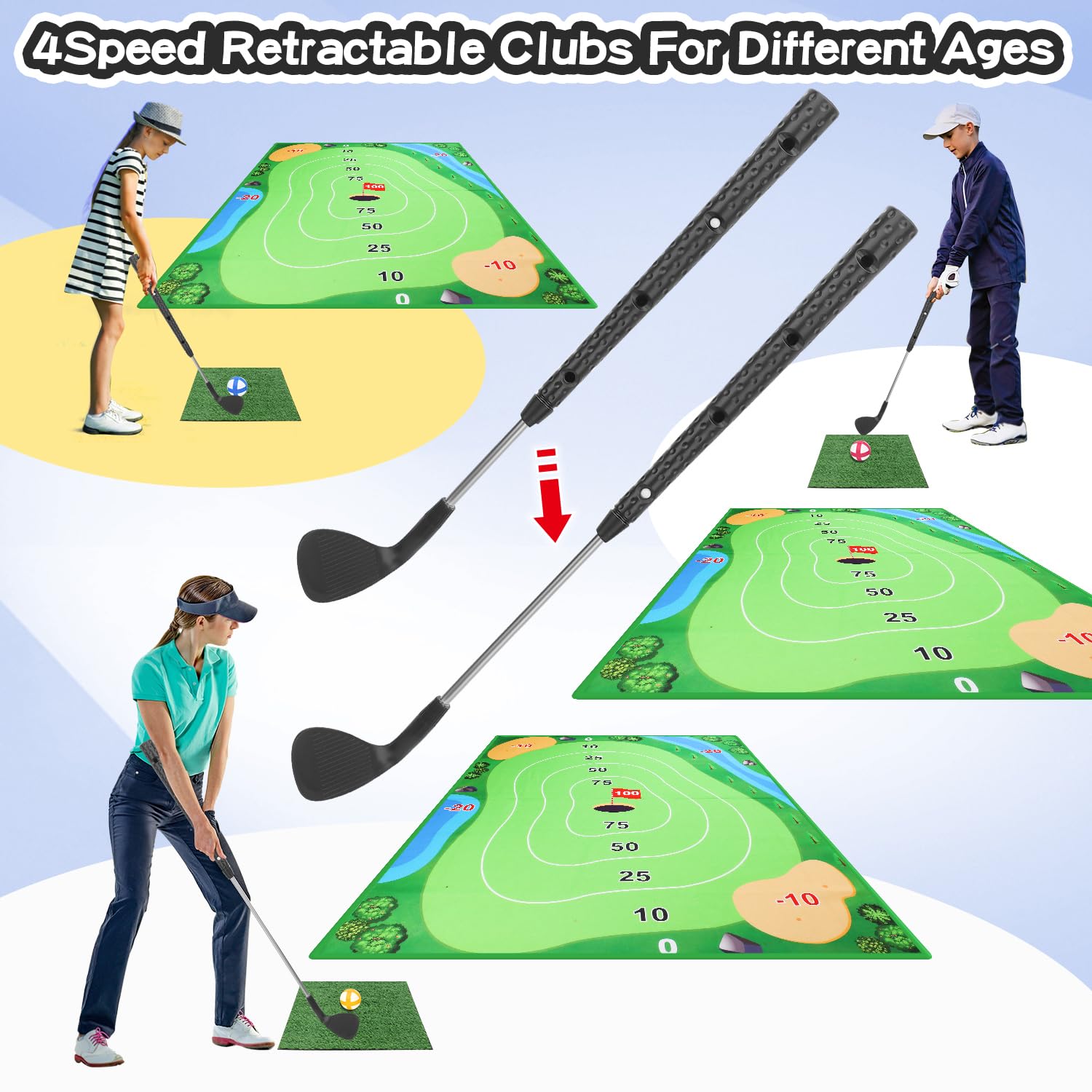 Premium Golf Chipping Mat Set for Indoor & Outdoor Practice - Golf Training Aid Equipment for Adults & Kids - Perfect for Backyard, Driving Range & Home Use