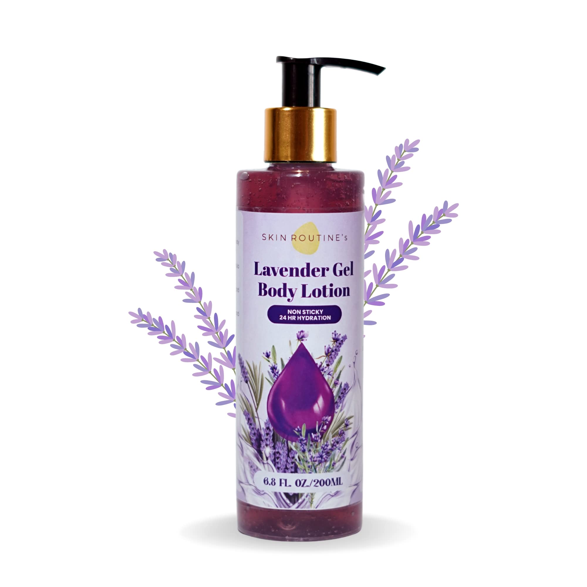 Skin Routine's Lavender Gel Body Lotion with Pure Lavender Essential Oil | Hydrating Moisturizer for Dry Skin | Summer Skincare for Women & Men | 200ml | Perfect for Daily Use & After Sun Care