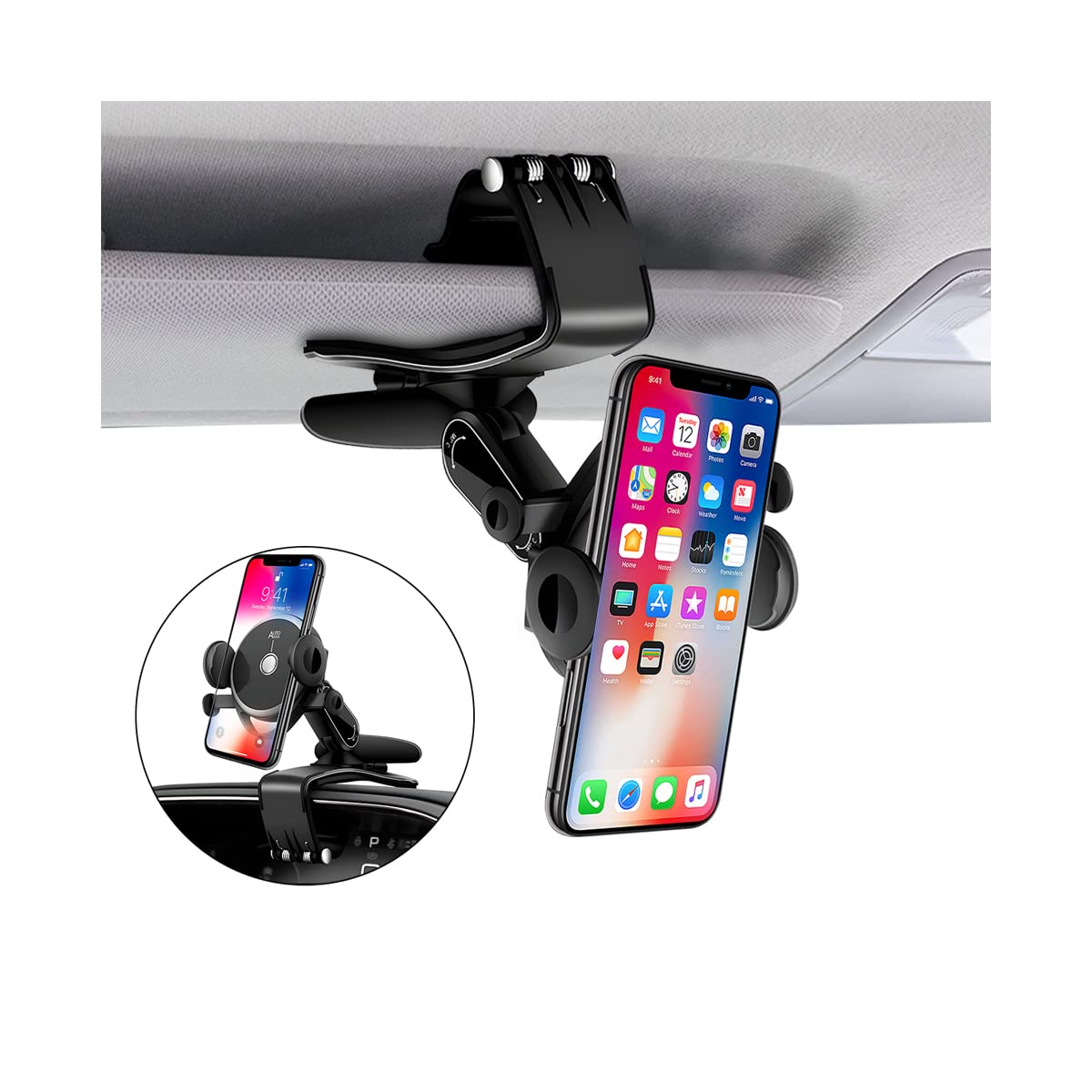 CGEAMDY Universal Car Phone Holder Mount - 360° Rotatable Dashboard Phone Stand with Parking Number Plate, One-Hand Operation, Fits All Smartphones 7.6-17.7cm (3-7 inches) - Perfect for GPS Navigation, Hands-Free Calling & Road Trips