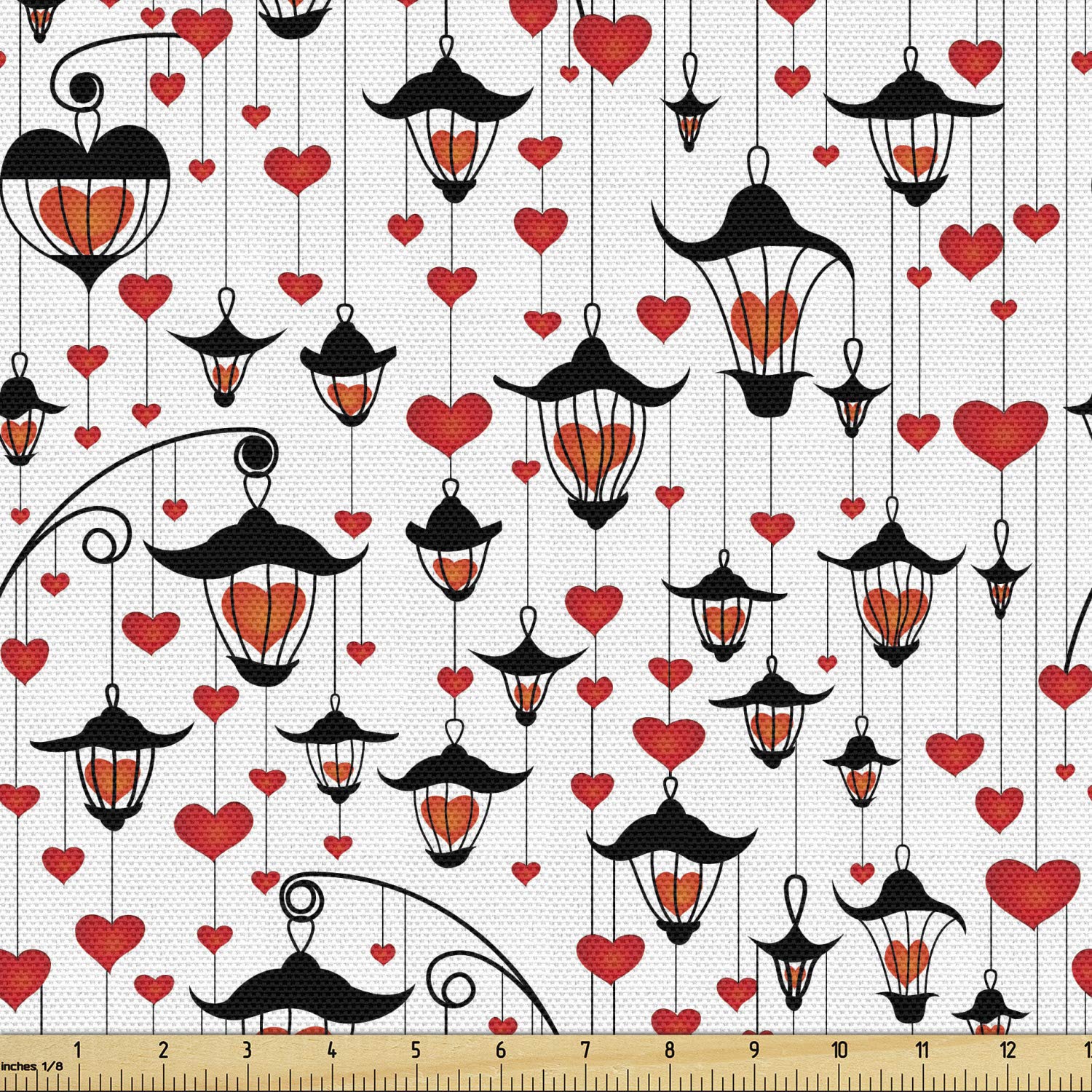 Ambesonne Romantic Love Hearts Fabric by The Yard - Valentine's Day Decorative Upholstery Material for Sofa, Curtains & Home Decor (10 Yards, Vermilion/Scarlet) - Perfect for DIY Projects, Table Runners & Vintage-Themed Weddings