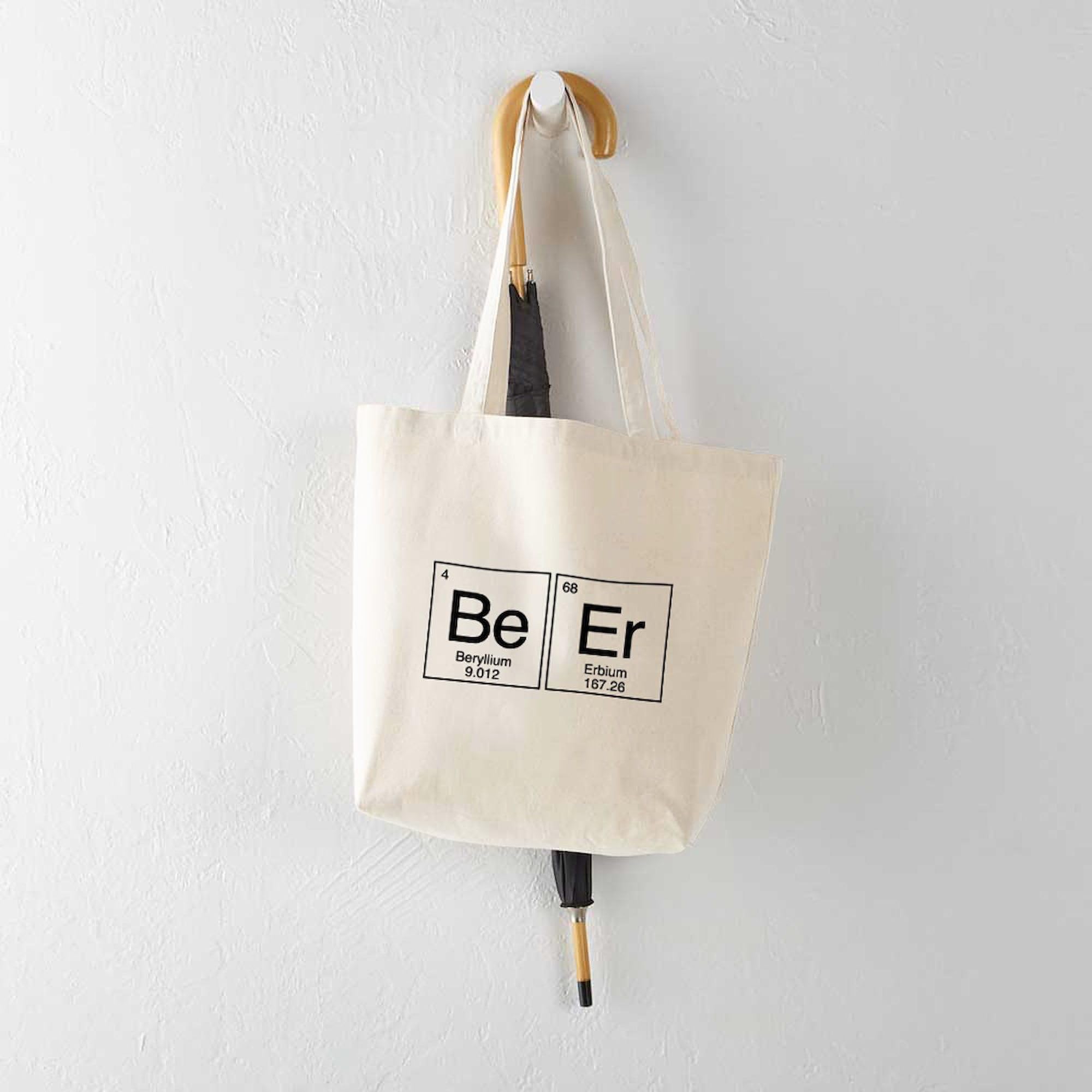 Beer Periodic Table Tote Bag - Natural Canvas Reusable Grocery Shopping Bag - Perfect for Beer Lovers, Science Enthusiasts & Eco-Friendly Shoppers - Great for Groceries, Beach Trips & College Campus Use