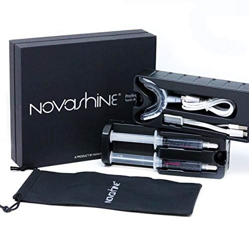 Novashine Professional Teeth Whitening Kit for Men - Advanced LED Light Technology with Peroxide Gel, Smartphone Adapter & Travel Case | At-Home Whitening Treatment for Weddings, Job Interviews & Special Occasions | 2-Year Warranty