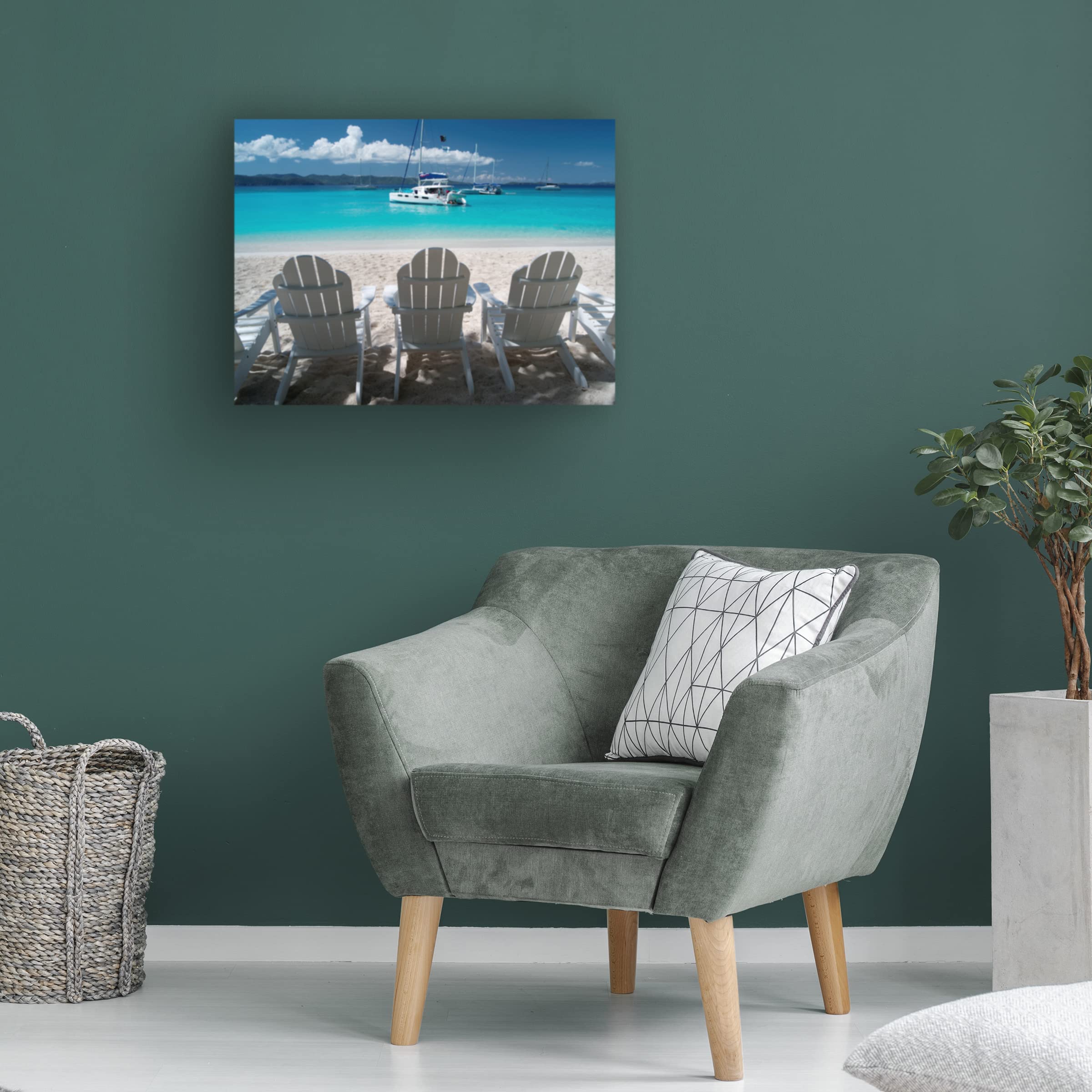 Dennis Frates 'Beach Chair 4' Canvas Wall Art Print - Coastal Decor for Living Room, Bedroom & Beach House - Perfect Nautical Home Decor Gift