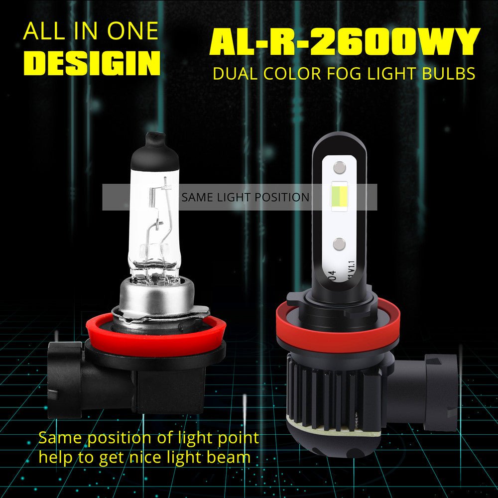 9145 H10 Switchback LED Bulbs Fog Lights - 12V 6000K White/3000K Yellow - Compatible with Cars, Trucks, SUVs - Perfect for Night Driving and Off-Road Adventures