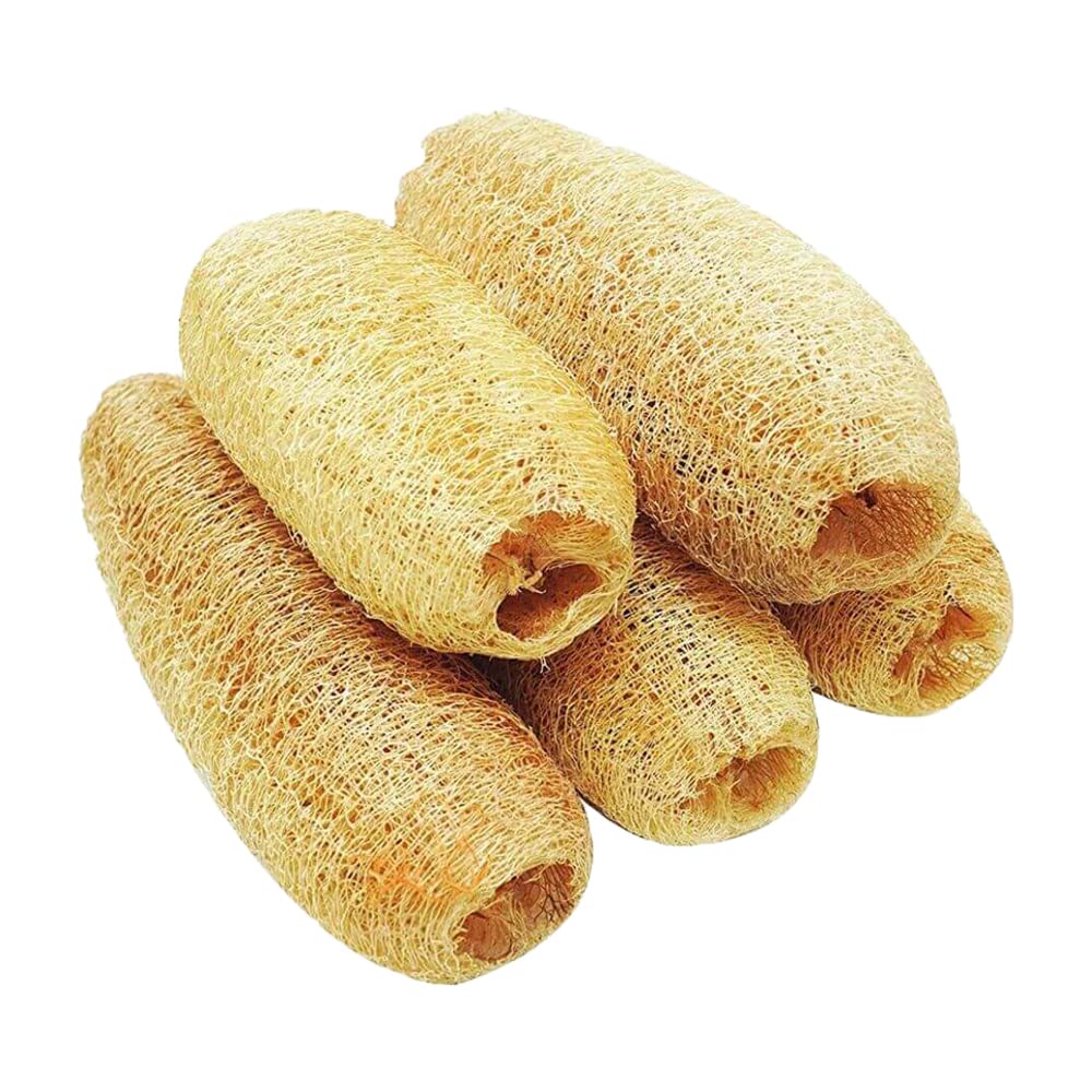 **Natural Loofah Sponge Body Scrubber - 5-Pack Organic Exfoliating Bath Sponge for Women & Men | Eco-Friendly Ridge Gourd Scrubber for Smooth Skin | Perfect for Shower, Spa, and Daily Skincare Routine**