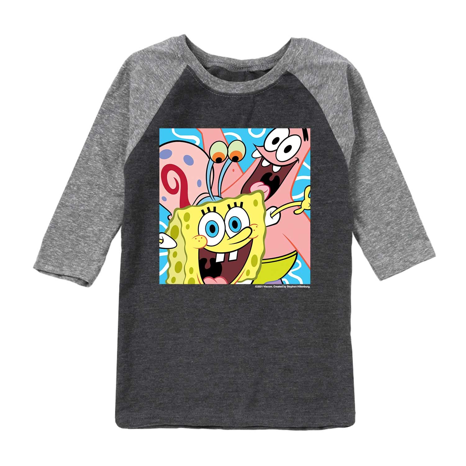 SpongeBob SquarePants Patrick Star Raglan Tee for Toddlers & Kids - Soft Cotton Blend Unisex T-Shirt - Perfect for Birthday Gifts, Cartoon Lovers & Casual Wear