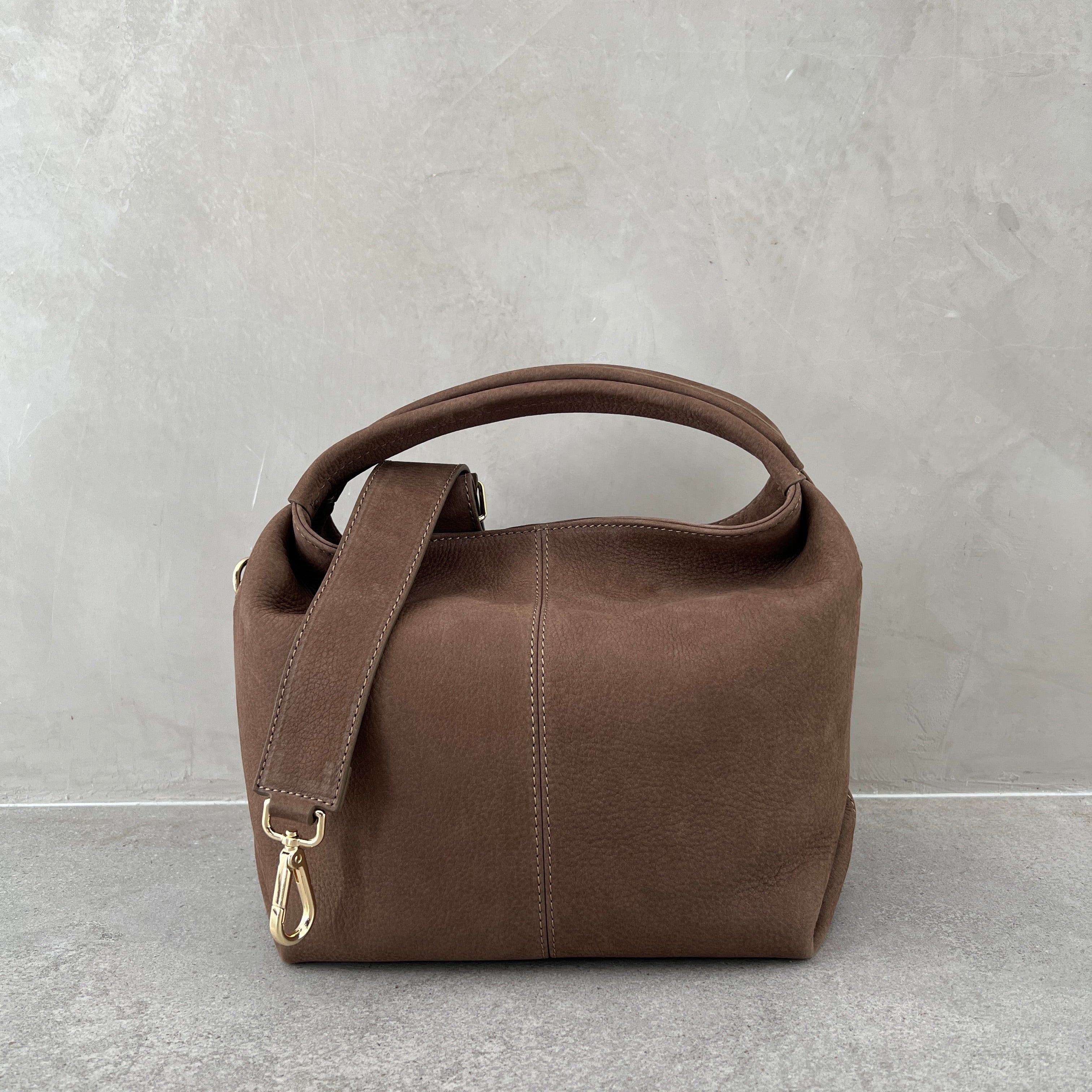Gala Mini Crossbody Bag - Genuine Nubuck Leather in Taupe | Stylish & Compact Purse for Women | Perfect for Everyday Use, Work & Travel