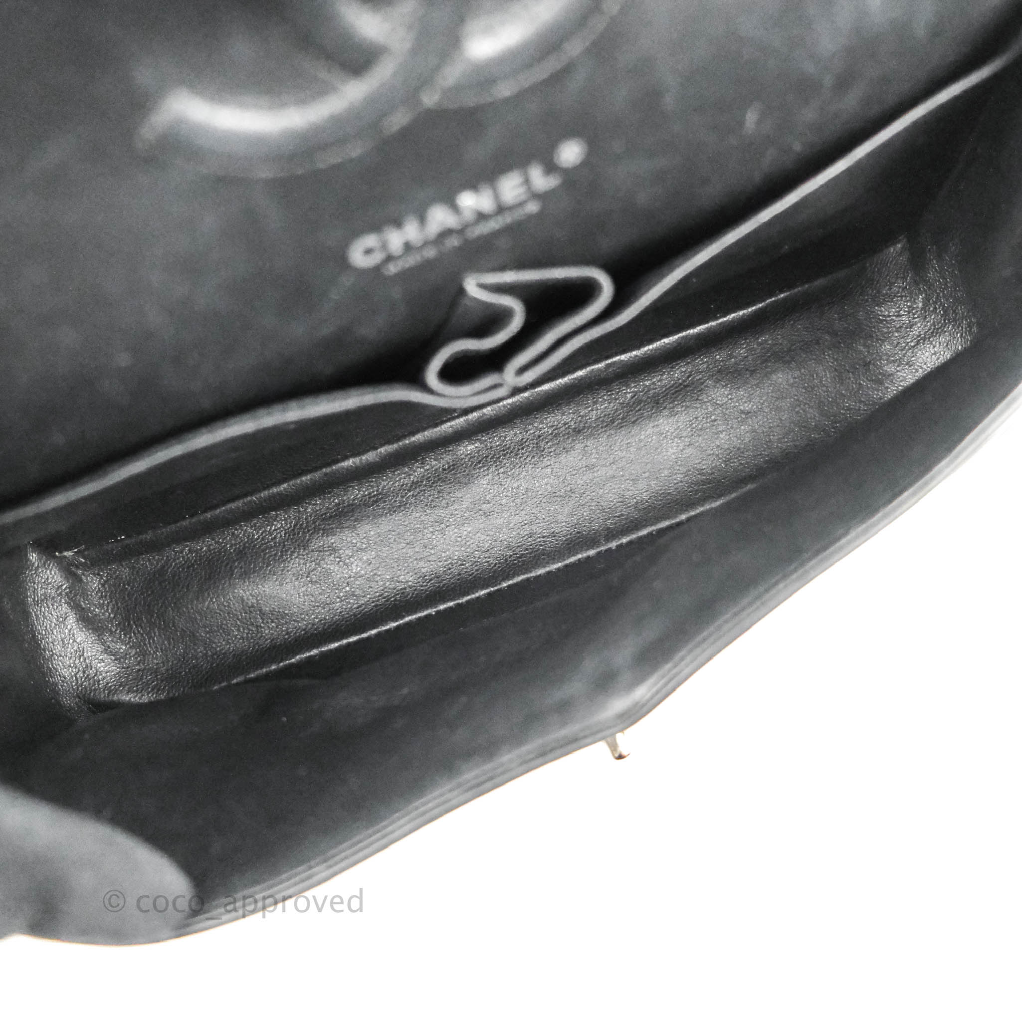 Chanel Classic M/L Medium Chevron Double Flap Bag - Black Patent Leather with Silver Hardware | Luxury Handbag for Women, Perfect for Parties, Work & Evening Events