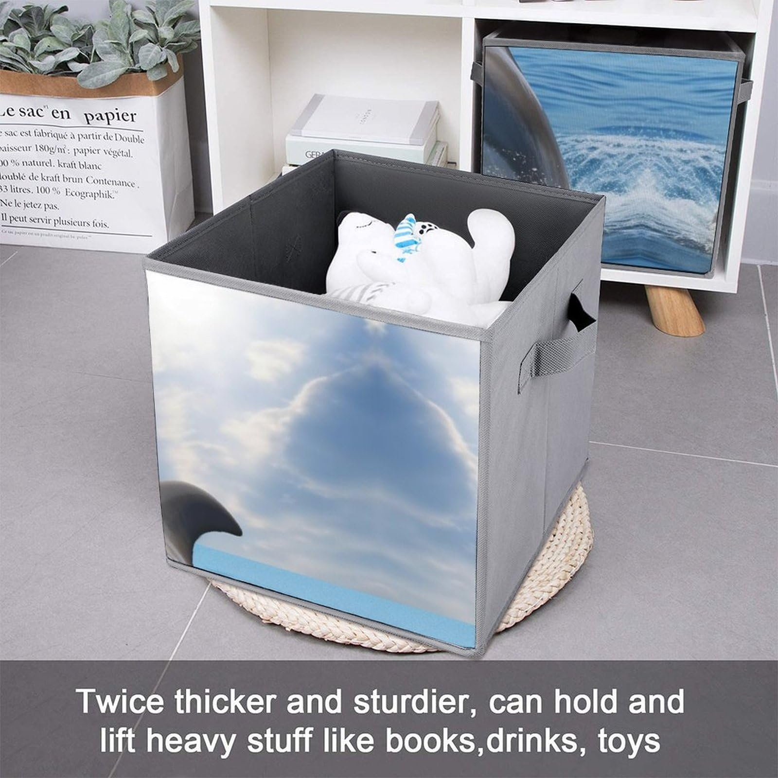 6-Pack Collapsible Storage Bins with Handles - Two Dolphins Foldable Storage Baskets for Closet Organization, Clothing Storage & Home Decor | Perfect for Bedroom, Nursery, Office & Laundry Room