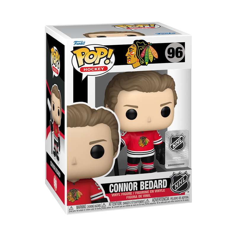 Connor Bedard Funko Pop NHL Chicago Blackhawks #96 Vinyl Figure with Protector Case - Perfect for Hockey Fans, Collectors, and Sports Memorabilia Displays
