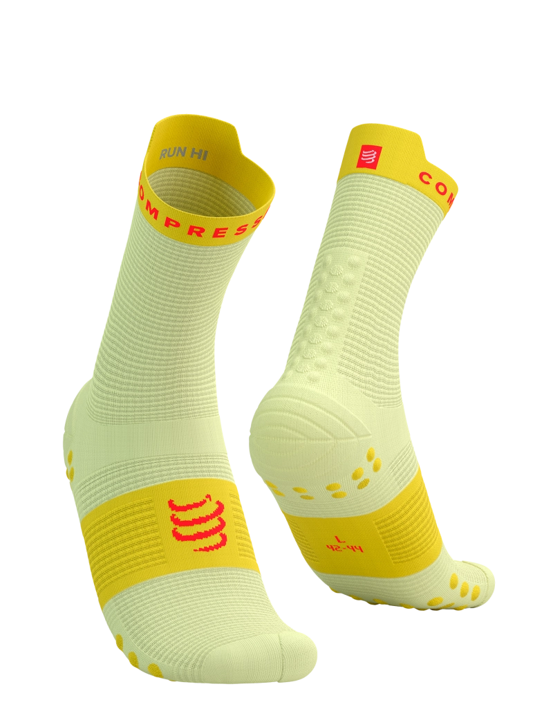Compressport Unisex Pro Racing Socks v4.0 - High Performance Running Socks for Men & Women - Breathable & Cushioned for Marathon, Trail Running & Workouts - Elf Yellow/Fluo Red