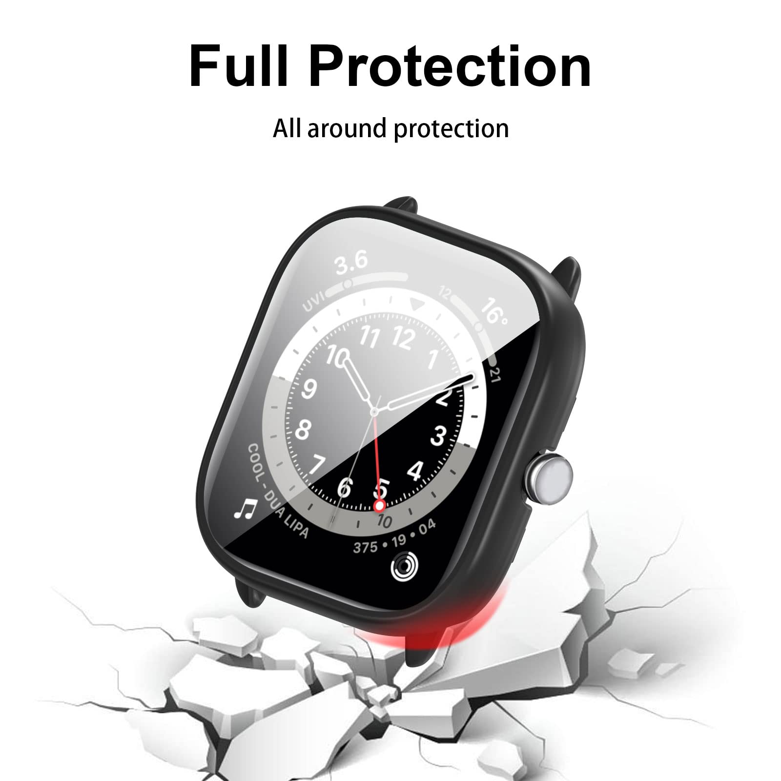Amazfit GTS 4 Mini Screen Protector (2-Pack) - Hard PC Bumper Full Face Cover Protective Case for Men & Women - Perfect for Workouts, Outdoor Activities & Daily Wear