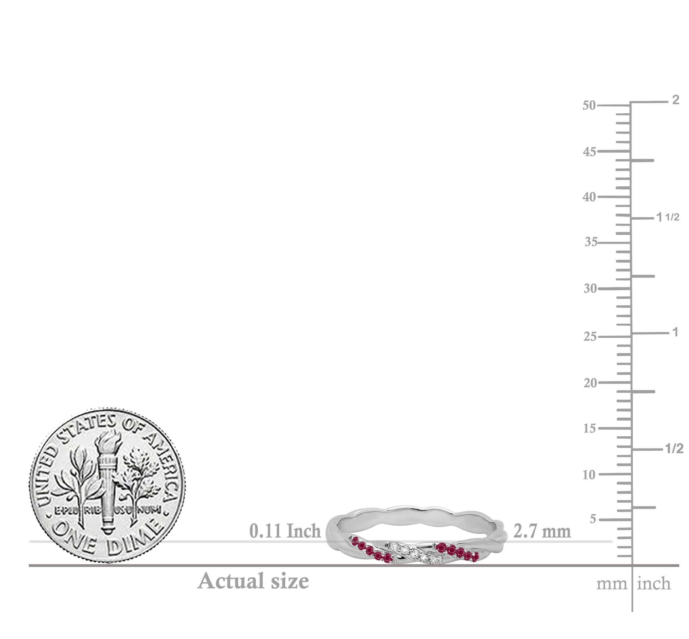 14K Solid Gold Round Cut Ruby & White Diamond Women's Swirl Anniversary Wedding Band Stackable Ring - Perfect for Bridal Sets, Stackable Rings, Anniversary Gifts & Special Occasions