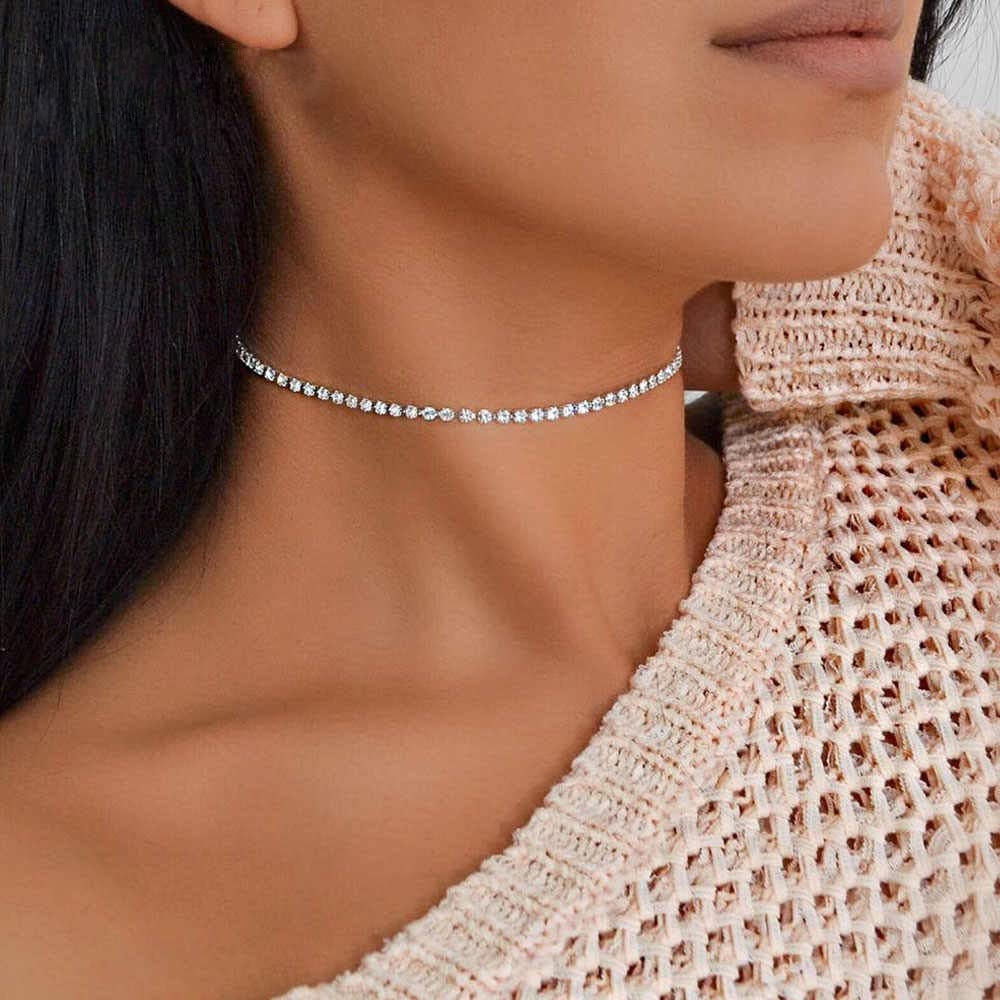 Sparkling Tennis Necklace for Women - Elegant Rhinestone Choker with Diamond Accents | Perfect for Weddings, Parties & Special Occasions