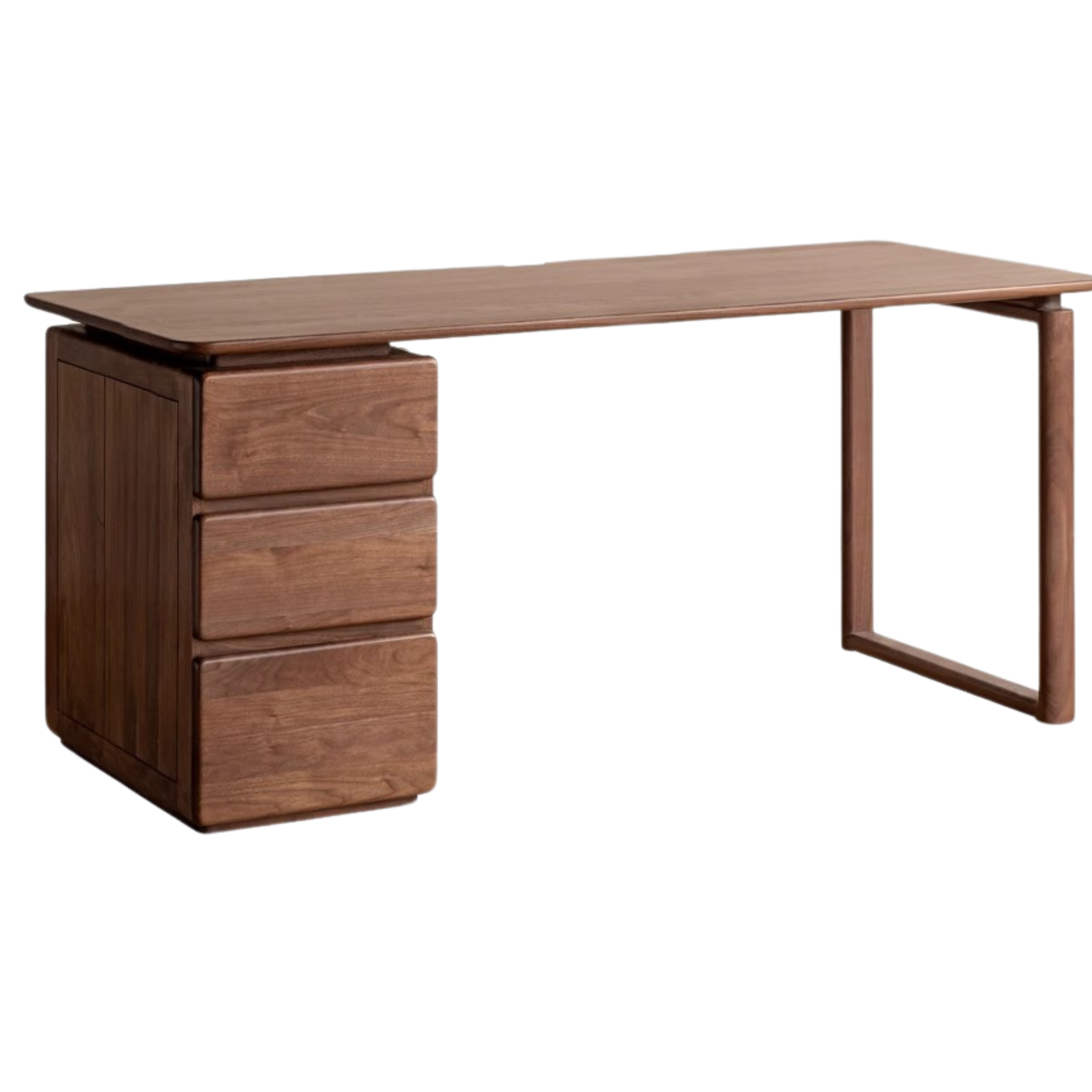 Premium Black Walnut & Ash Solid Wood Desk with 3 Drawers - Modern Home Office Writing Table for Study, Work & Remote Workspace