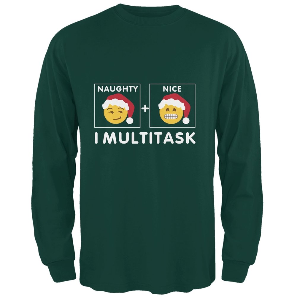Old Glory Christmas Naughty and Nice Multitask Forest Adult Long Sleeve T-Shirt - 2X-Large | Funny Holiday Graphic Tee for Men & Women | Perfect for Christmas Parties, Ugly Sweater Contests & Festive Gatherings