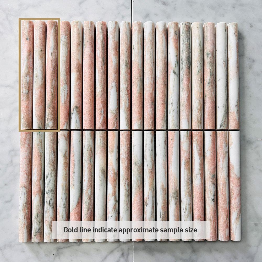 Athena Round Norwegian Rose 152x15x12 Honed Marble Mosaic Tile (Per Sheet) - Premium Natural Stone for Bathroom, Kitchen Backsplash & Flooring