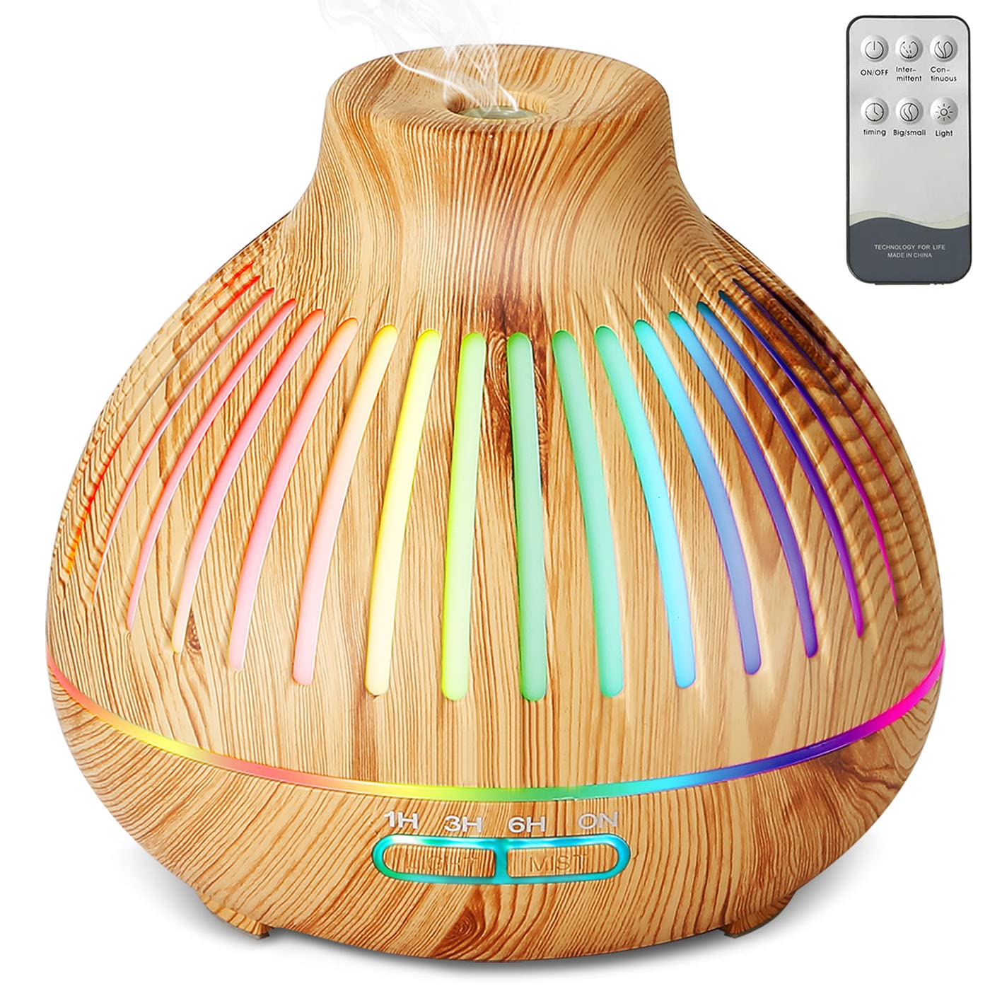Premium 400ml Essential Oil Diffuser with Remote - Large Room Aromatherapy Diffuser, 4 Timer Settings, 15 Color LED Lights & Auto Shut-Off for Home, Office, Spa, Yoga & Meditation Relaxation