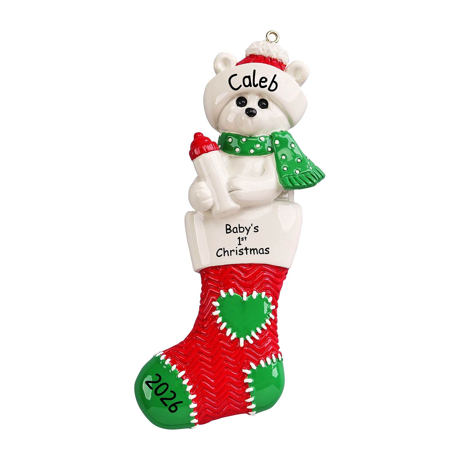 Personalized Baby's First Christmas Stocking 2024 - Custom Polar Bear Ornament & Keepsake for Newborns, Infants - Perfect for Holiday Decor, Gift Giving & Family Traditions