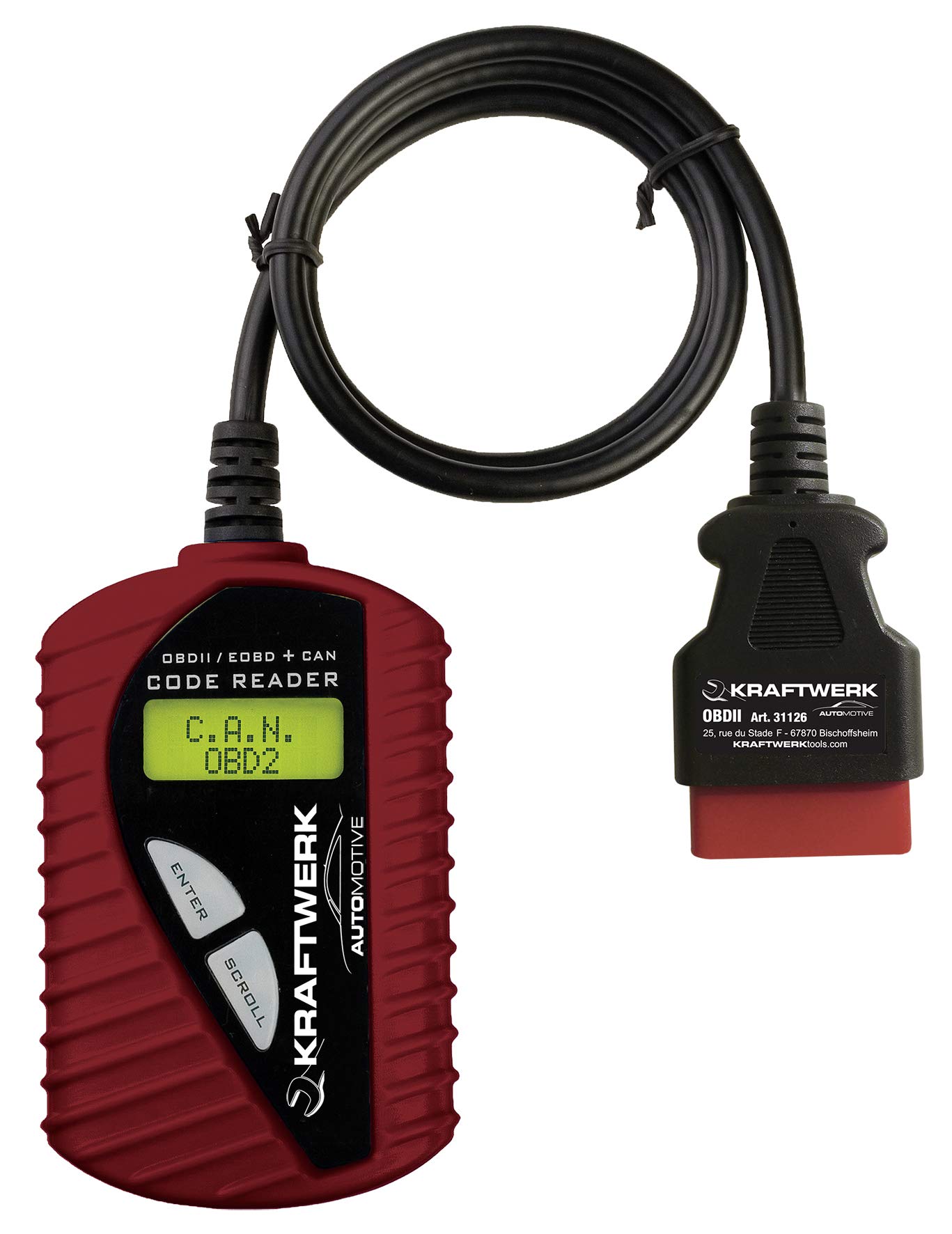 Kraftwerk 31126 OBD-II Car Diagnostic Scanner - Professional Automotive Code Reader for All Vehicles - Perfect for DIY Mechanics & Car Troubleshooting