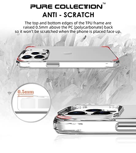 iPhone 13 Pro Clear Transparent Shockproof Phone Case - TPU + PC Hard Hybrid Cover | Anti-Yellowing, Slim Protective Case for Everyday Use, Travel & Outdoor Activities