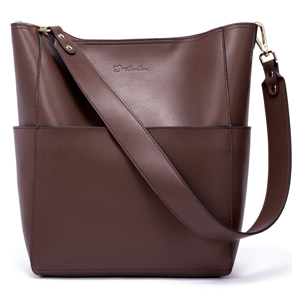 BOSTANTEN Women's Leather Designer Handbags - Stylish Tote Purses & Shoulder Bucket Bags for Work, Travel & Everyday Use