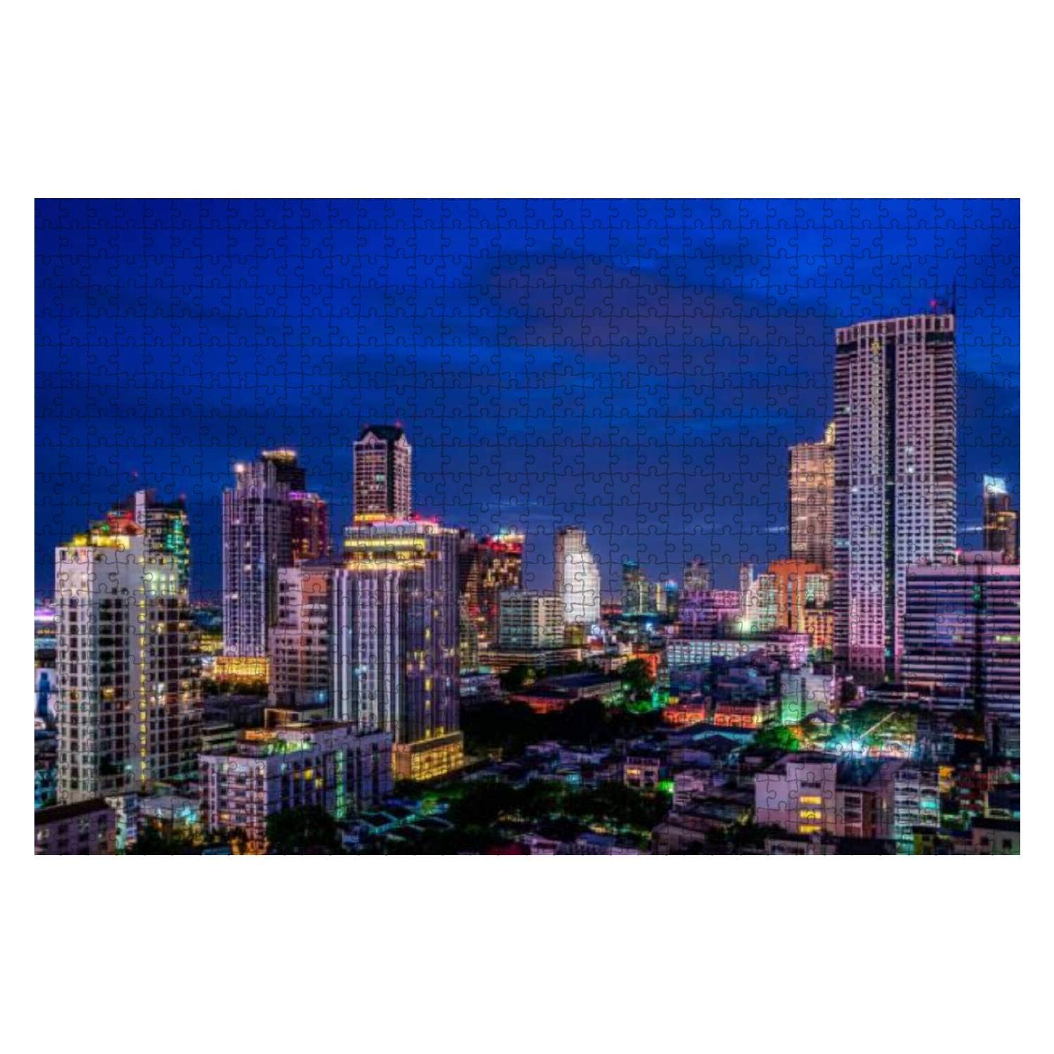1000-Piece Wooden Jigsaw Puzzle - Stunning Night Cityscape & Twilight Skyline of Thailand | Educational & Stress-Relief Toy for Kids & Adults | Perfect for Family Game Night & Home Decor