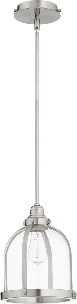 10W Single Light Pendant Light Fixture in Satin Nickel Finish - Perfect for Kitchen Island, Dining Room, or Entryway Lighting