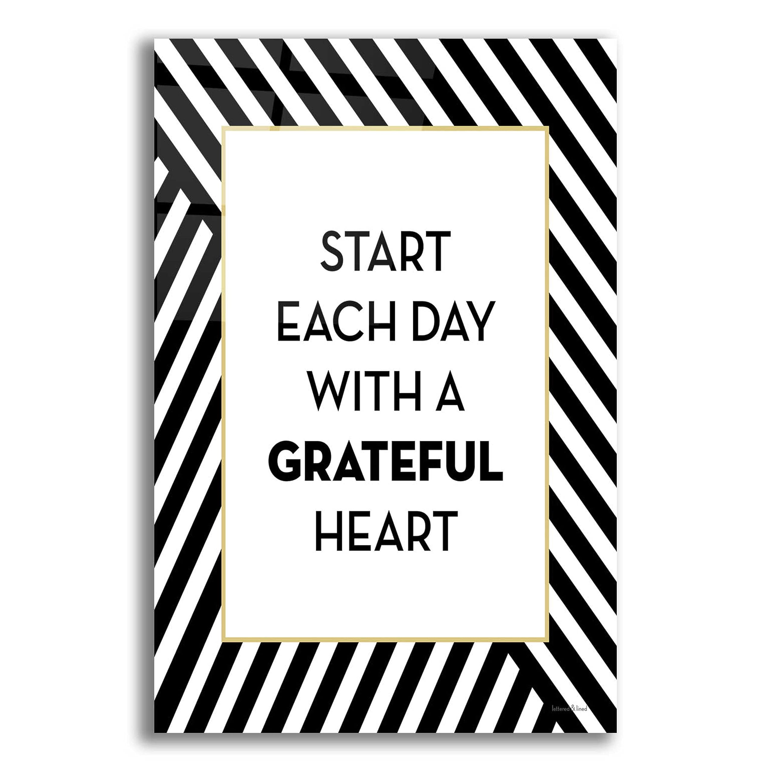 Leaded & Lined 'Start Each Day' Motivational Acrylic Glass Wall Art - 16x24 Inch Inspirational Home & Office Decor - Perfect for Living Room, Bedroom or Workspace