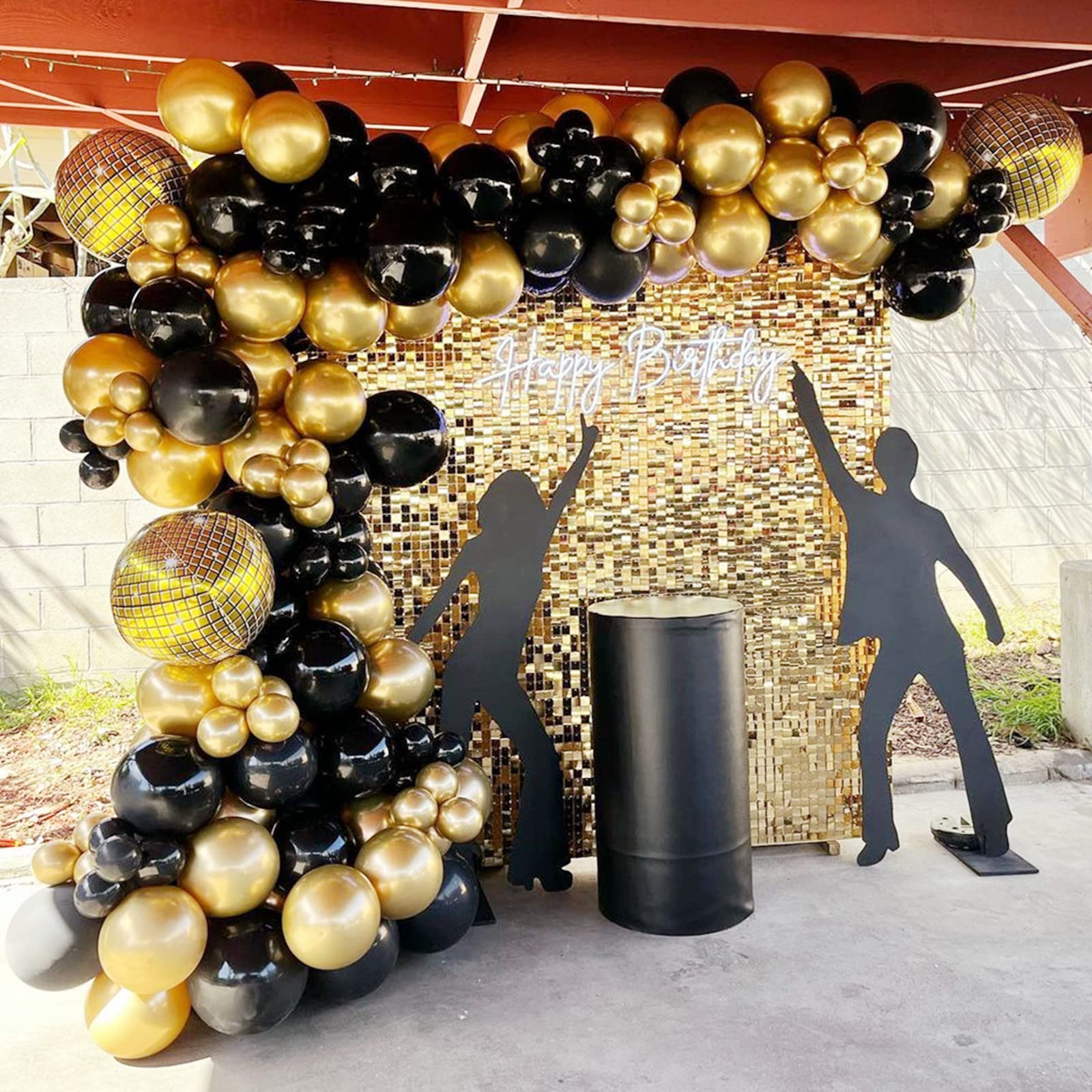 Black and Gold Balloon Garland Arch Kit - 148pcs Graduation Party Decorations for 2023 Graduation Ceremony, Photo Backdrop & Celebration Decor