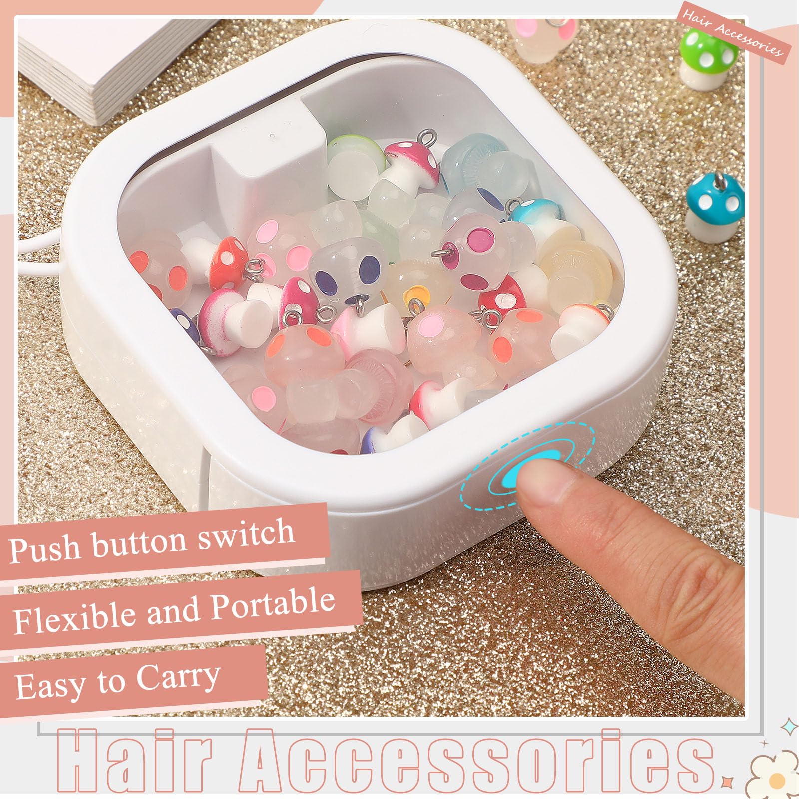 3 Pack Portable Hair Tie Organizer & Travel Q-Tip Holder - Hair Accessories Storage Box with Hanging Hook for Small Items - Perfect Cotton Swab Dispenser for Girls, Women, Moms - Great for Travel, Bathroom & Vanity Organization