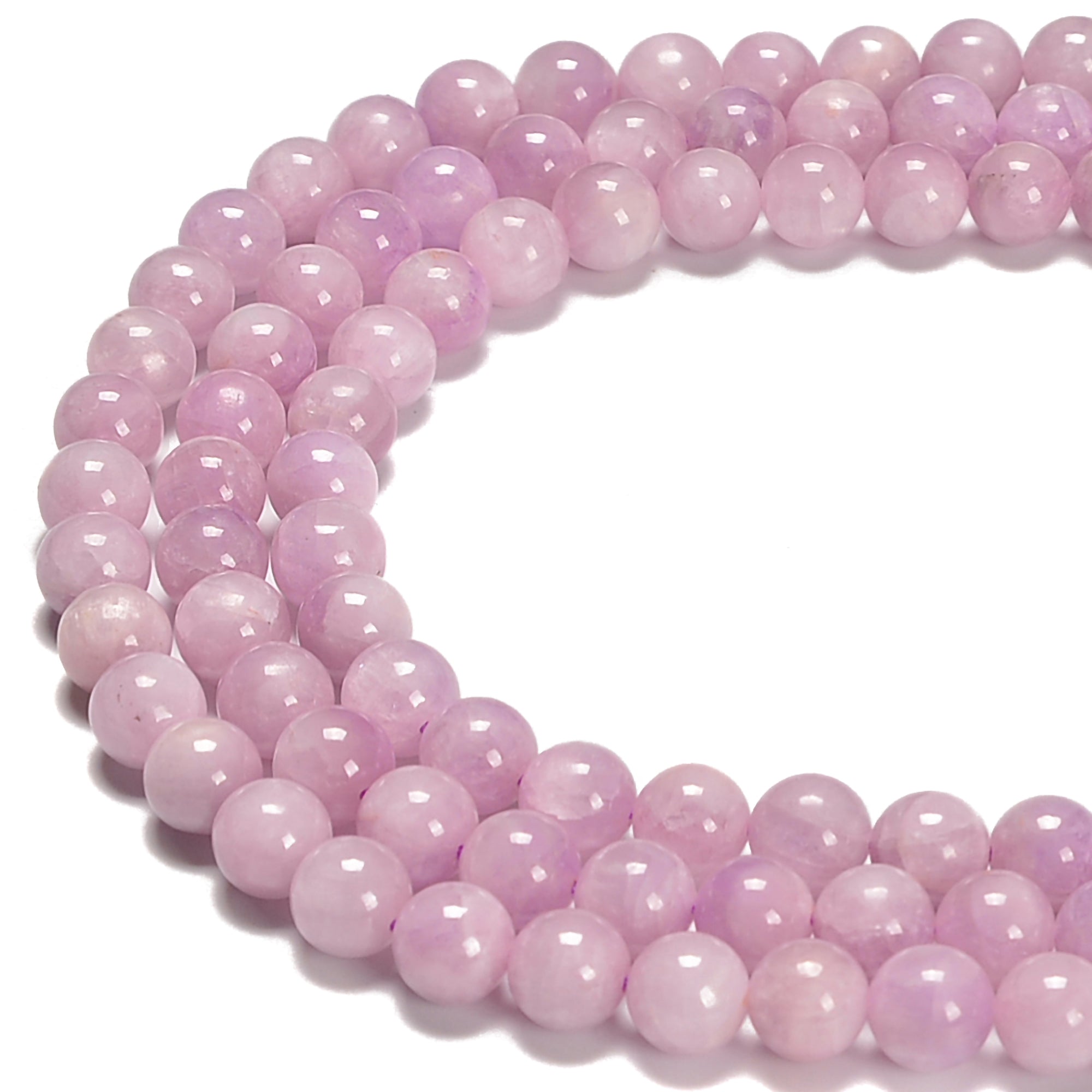 Natural Kunzite Smooth Round Beads - 6mm, 7.5mm, 10mm Sizes - 15.5