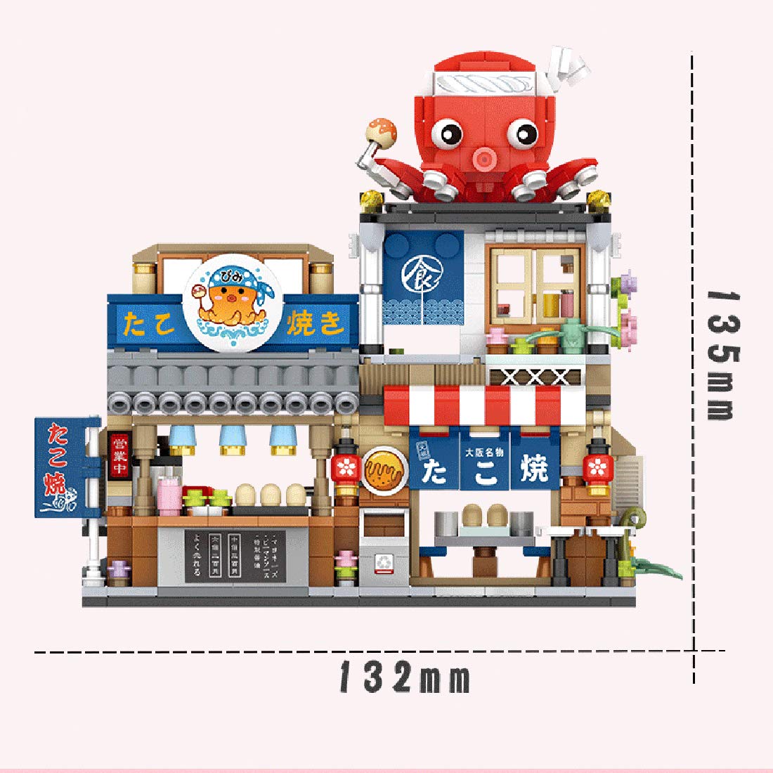722-Piece Myste Architecture Building Blocks Set - Japanese Street View Takoyaki Shop & Modular Townhouse Model Kit | Creative Construction Toy for Adults & Kids | STEM Educational Gift for Home Decor & Display