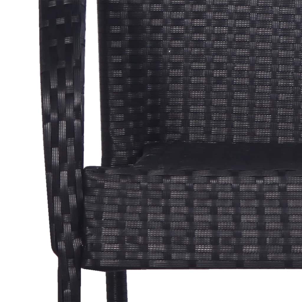 Modern Outdoor Garden Chairs Set of 2 - Stackable Black Poly Rattan Patio Furniture with Wicker Look - Perfect for Backyard, Poolside, and Balcony Relaxation