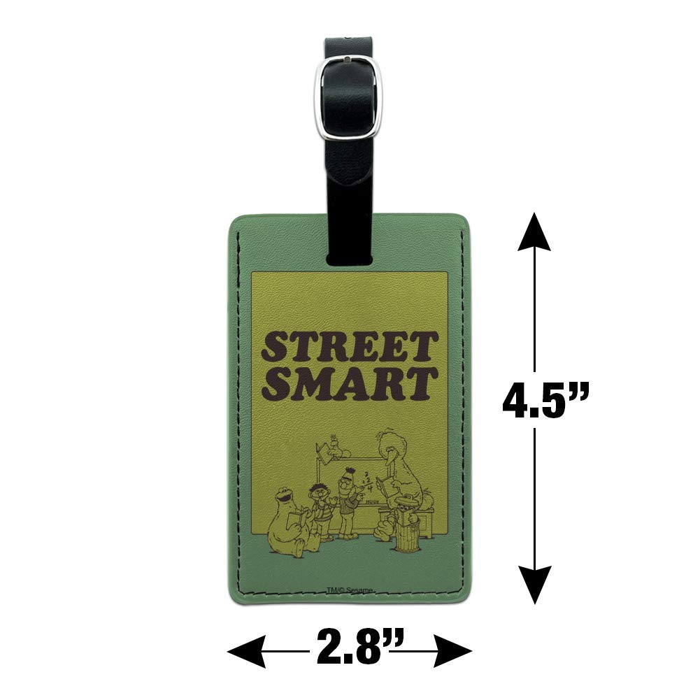 Sesame Street Smart Rectangle Leather Luggage Tag - Personalized Carry-On ID Card Holder for Suitcases & Travel Bags | Perfect for Kids, Families & Frequent Travelers