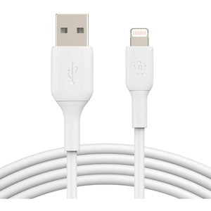 Belkin BOOST CHARGE 2M Lightning to USB Cable for iPhone iPad - Fast Charging & Data Sync - 6.6ft White Cable for Home Office Car Travel Charging