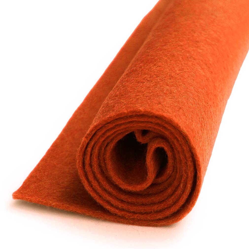 Dark Orange Wool Felt Fabric Sheet - 20% Wool Blend Oversized 36x36 Inch - DIY Crafts, Home Decor, Sewing Projects & Table Coverings