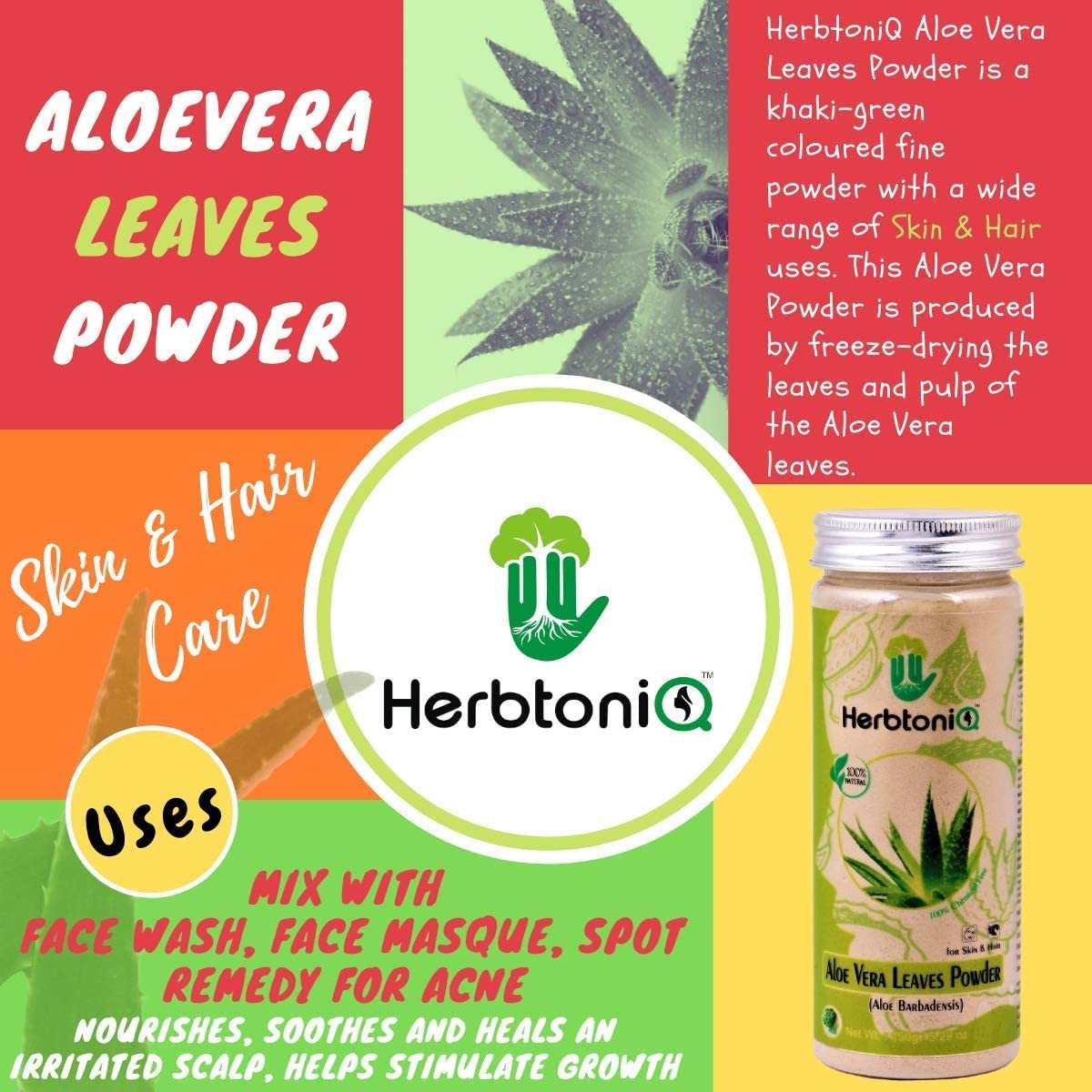 100% Natural Aloe Vera Powder & Orange Peel Powder Combo (150g Each) - Organic Aloe Barbadensis & Citrus Reticulata for Skin Care, Hair Masks & DIY Beauty Treatments - Perfect for Glowing Skin & Healthy Hair Routine