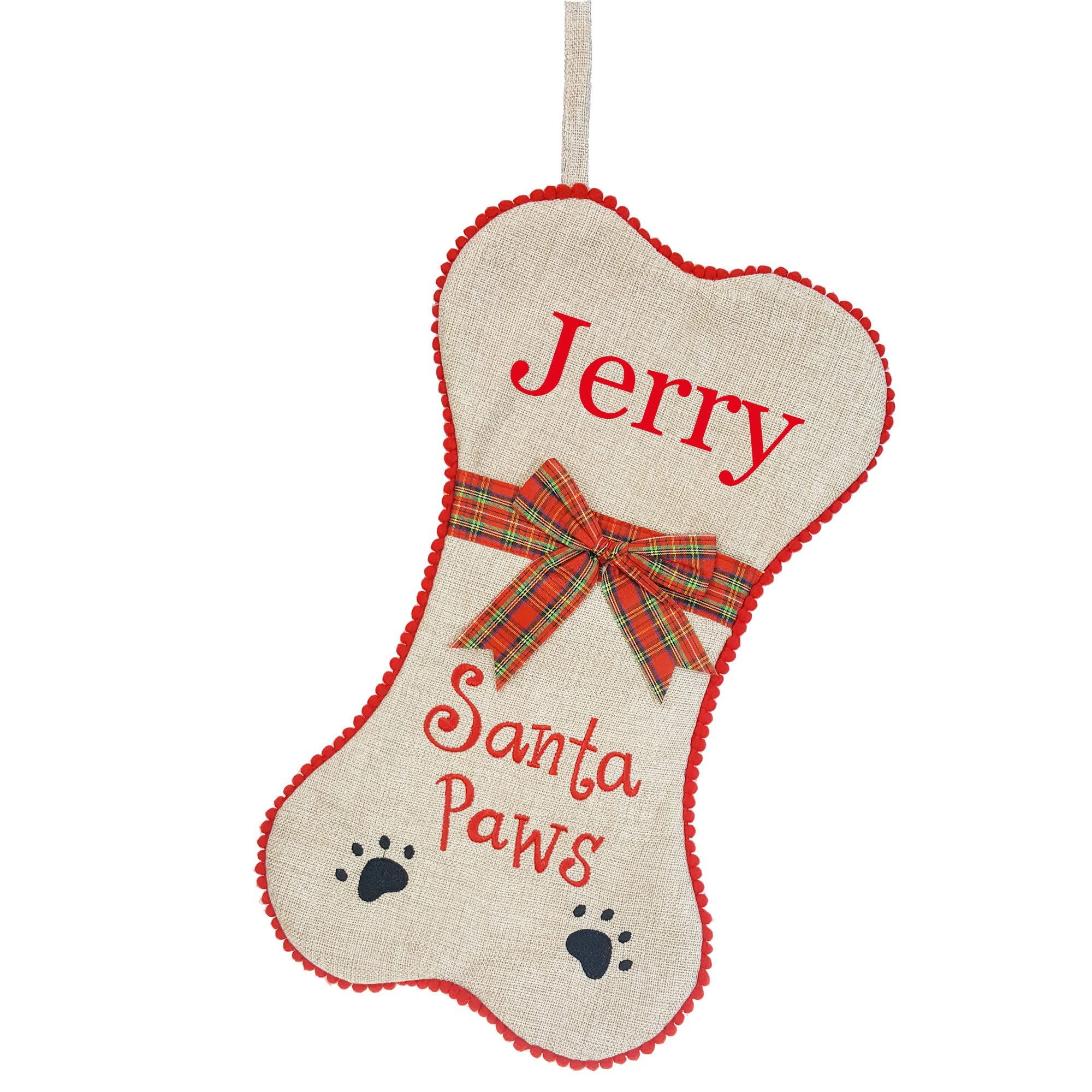 DearSun Personalized Linen Christmas Stockings for Dogs - Custom Dog Bone Design Holiday Gift Bag for Puppies & Pets - Perfect for Christmas Decor, Pet Gifts & Festive Celebrations