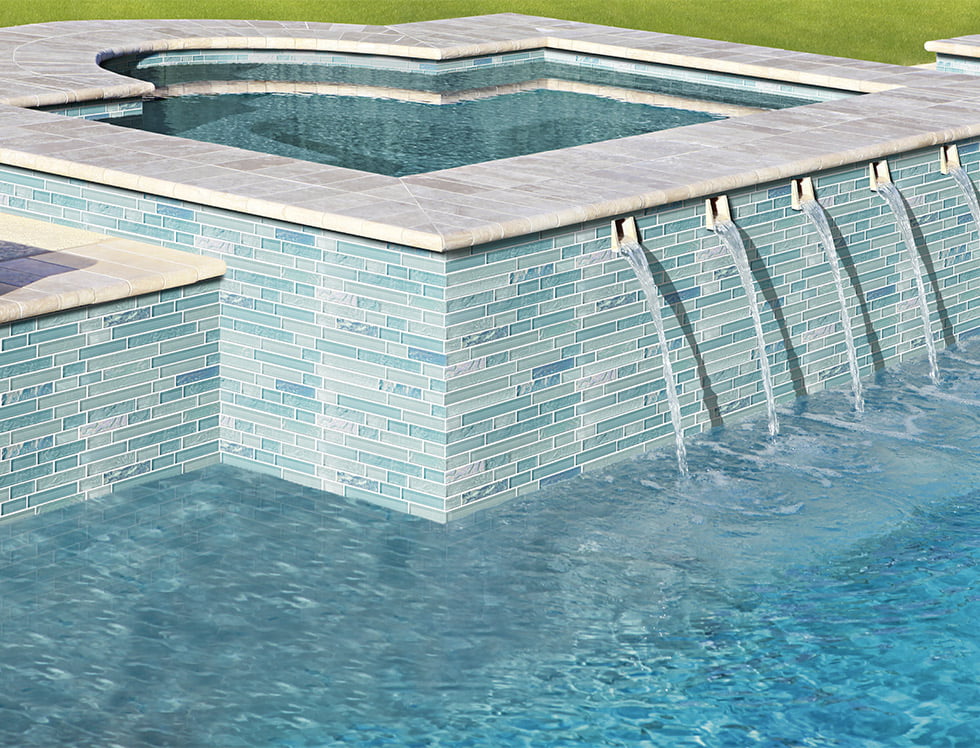 Premium Glass Pool Mosaic Tiles - Sea Foam Linear Blend for Swimming Pools, Backyard Decor & Spa Renovation | Waterproof & Durable for Indoor/Outdoor Use