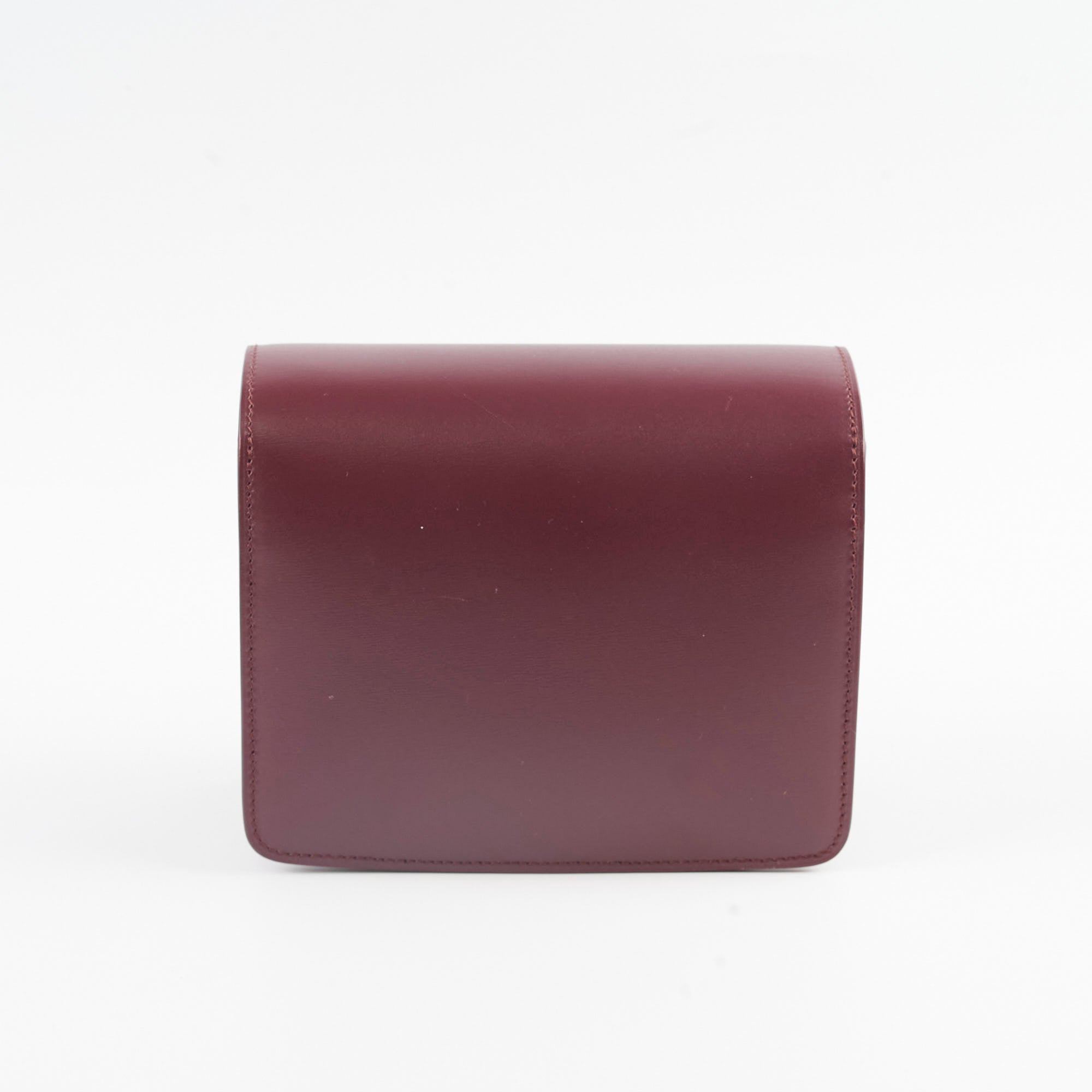Celine Mini Box Bag in Burgundy Leather - Elegant Crossbody Purse for Women | Perfect for Work, Travel & Evening Events