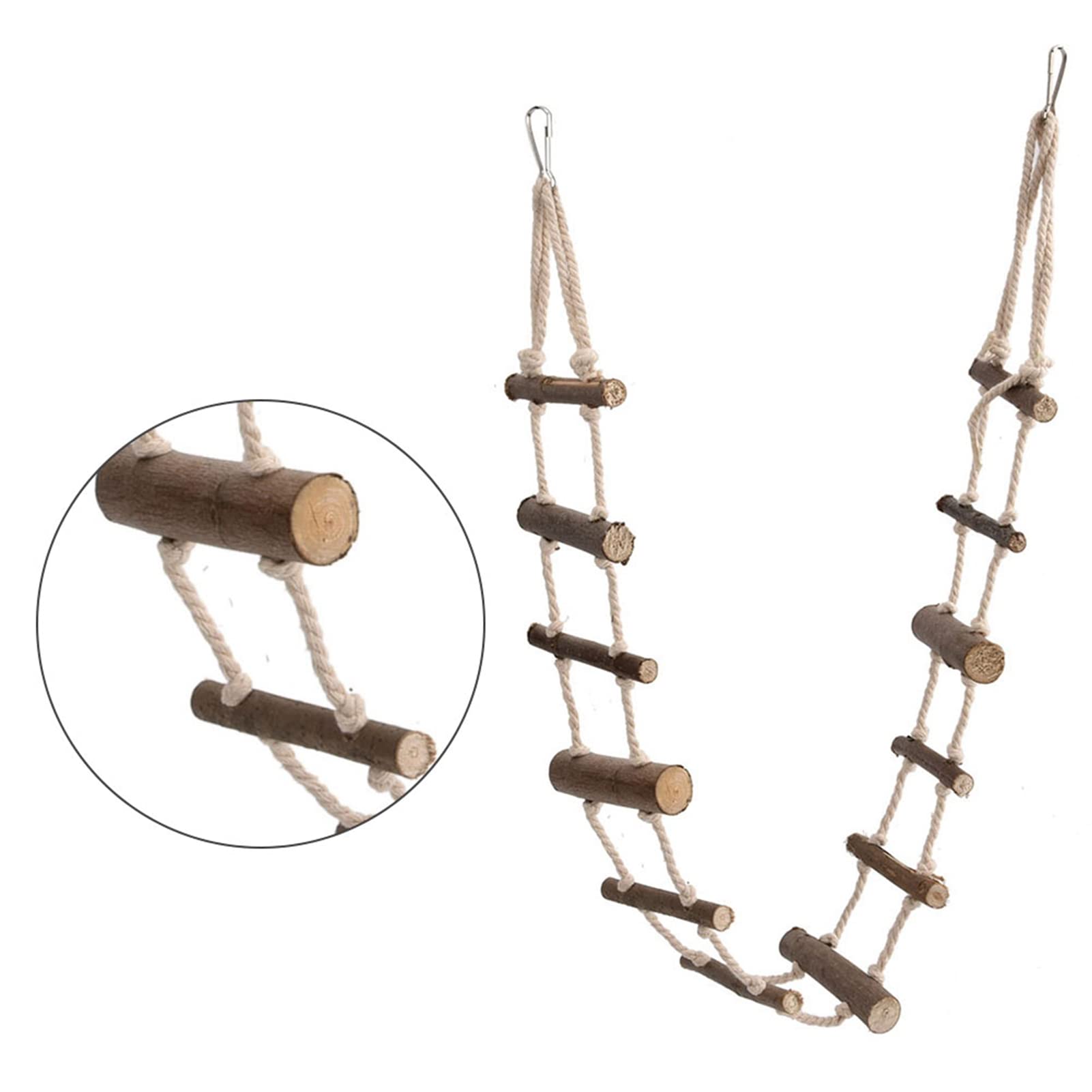**Wooden Pet Ladder for Small Animals - 39.4in Climbing Toy for Hamsters, Squirrels, Rats & Birds - Cage Accessory with Hook for Play & Exercise - Perfect for Small Pet Cages, Playpens & Enrichment Activities**