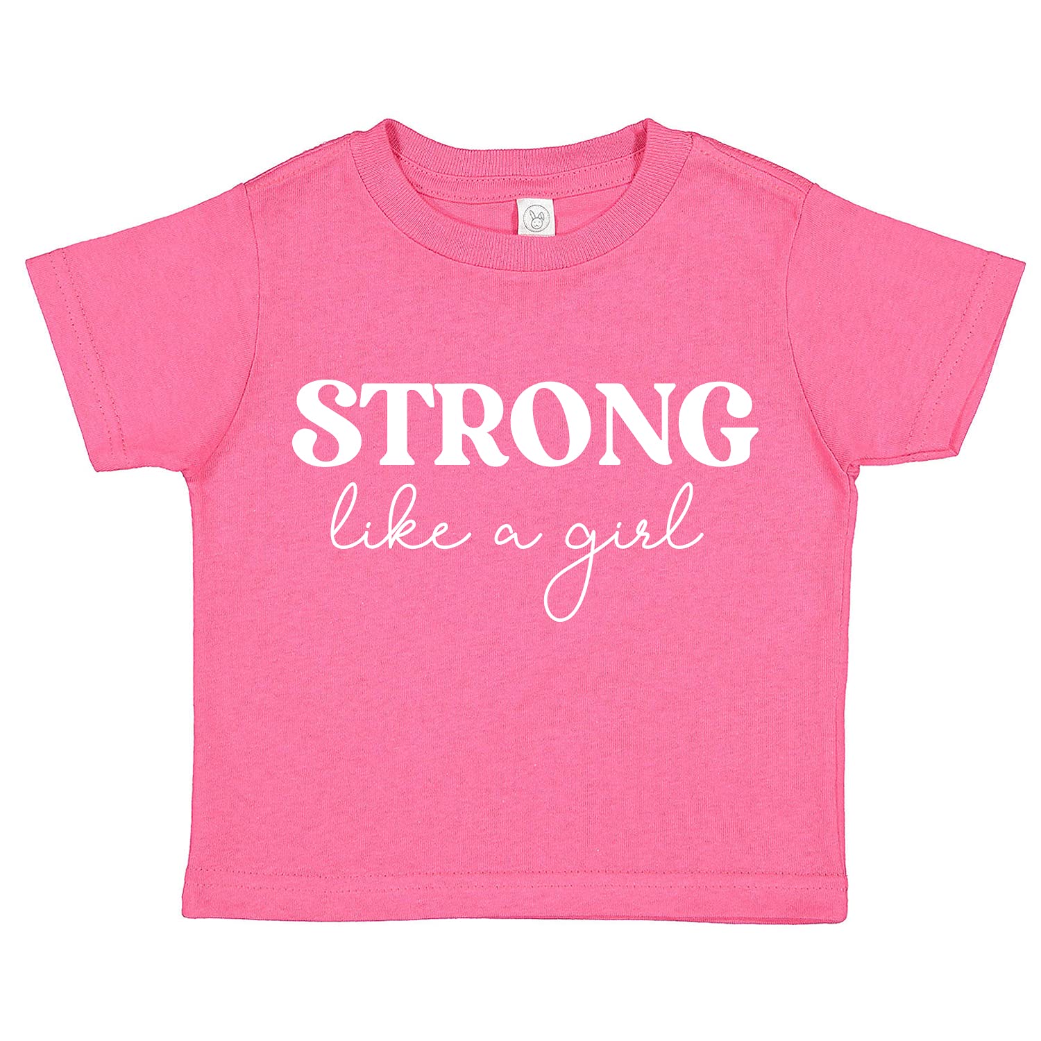 Strong Like A Girl Feminist Baby Toddler T-Shirt - Cute Cotton Tee for Infants & Kids (Pink, Blue, White) - Perfect for Playdates, Daycare & Family Photos
