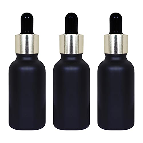 Premium Silver Plated Glass Dropper Bottles (30ml) - 3 Pack for Essential Oils, Perfumes, Fragrances & Serums - Ideal for DIY Beauty, Aromatherapy & Travel Size Storage