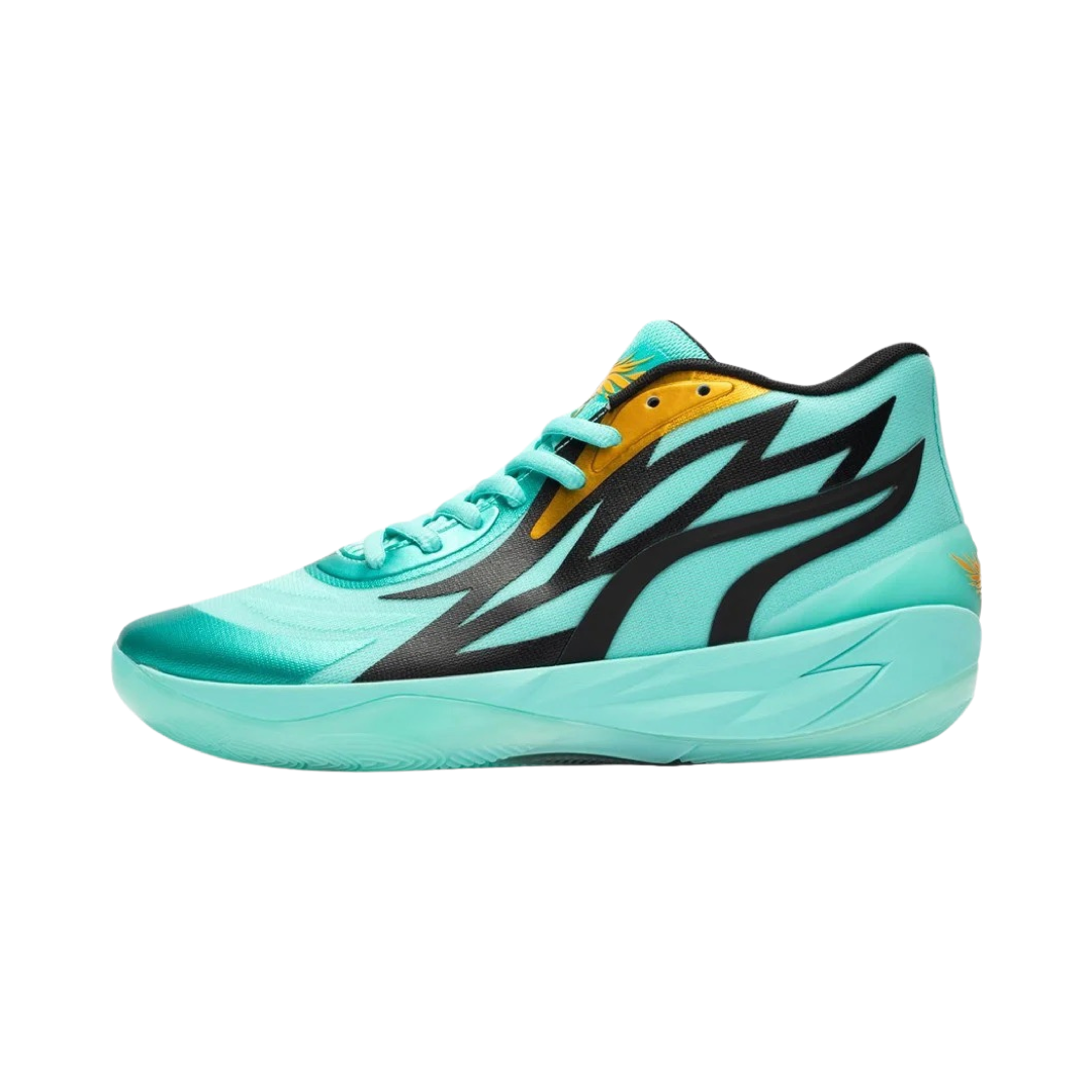 Puma LaMelo Ball MB.02 Basketball Shoes - Honeycomb Turquoise Black Gold for Men | High-Performance Court Sneakers for Basketball & Streetwear